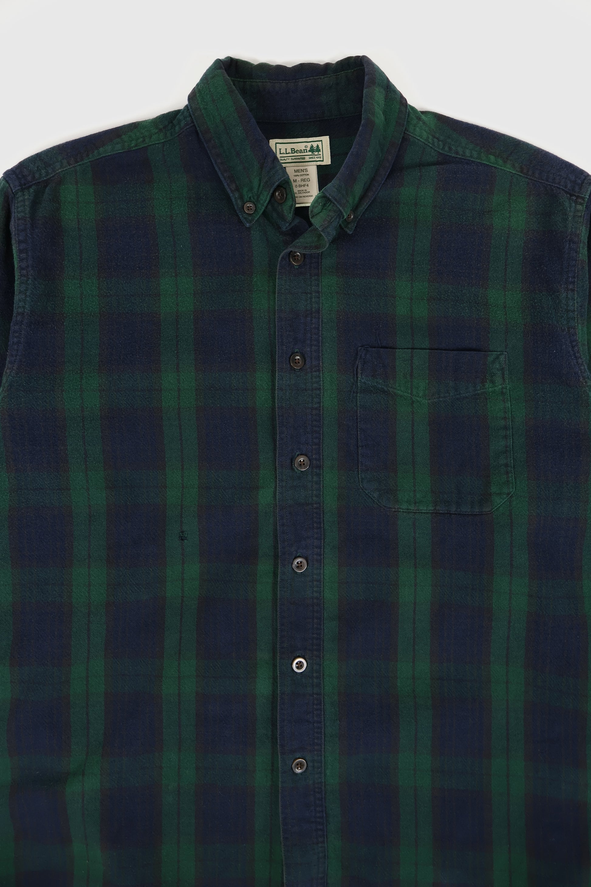 Vintage L.L. Bean Green Plaid Flannel Button-Down Shirt Image 1