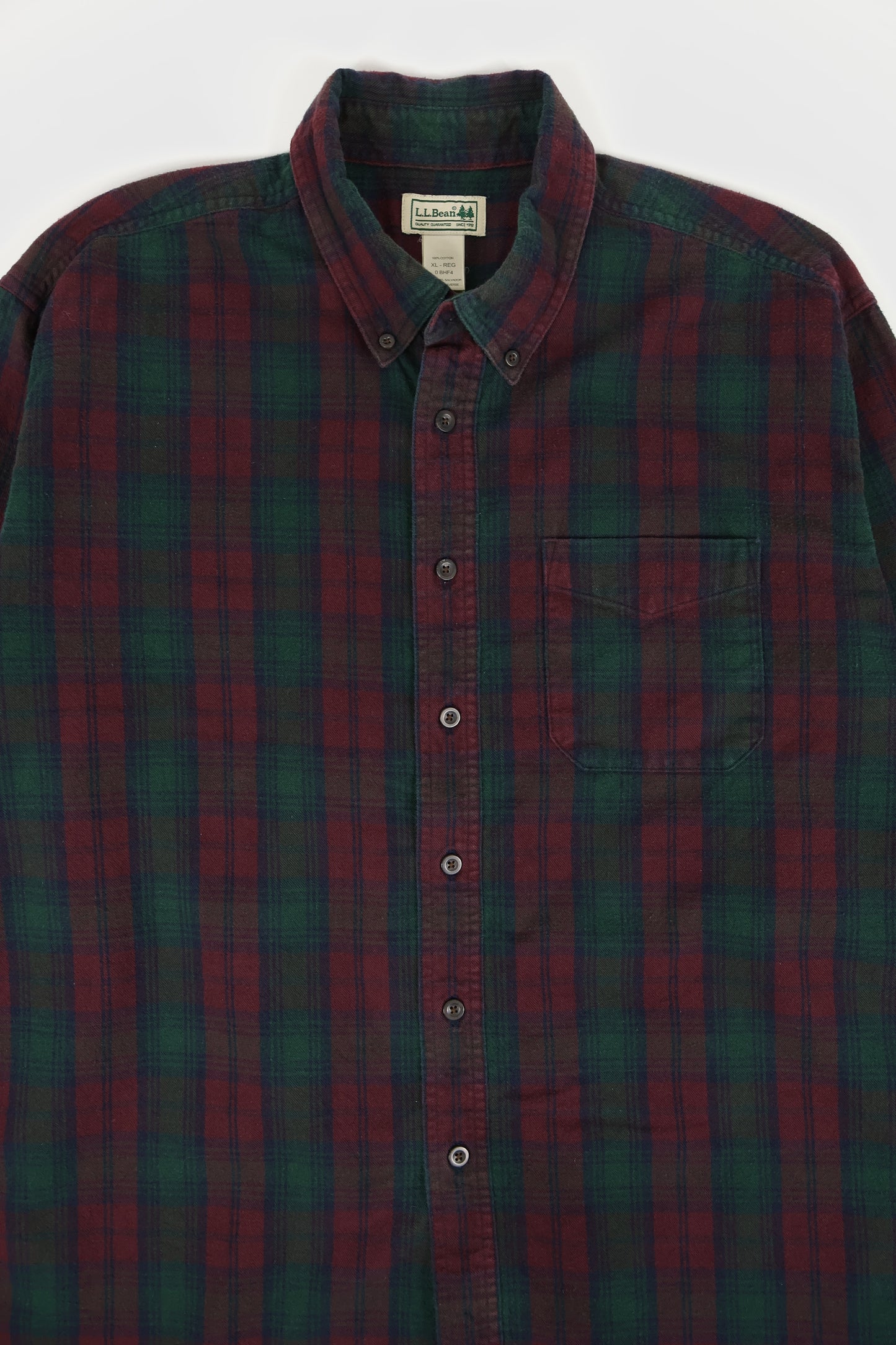 Vintage L.L. Bean Red Plaud Flannel Button-Down Shirt Image 1