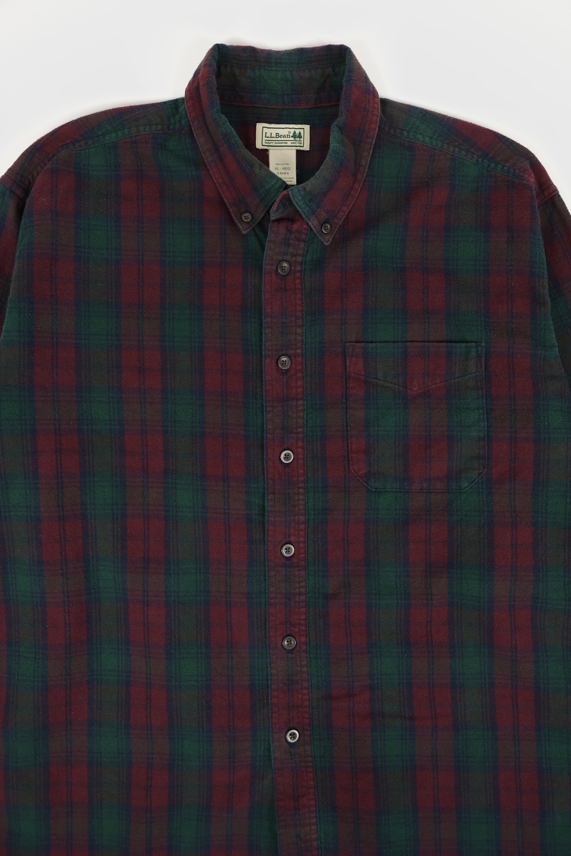 Vintage L.L. Bean Red Plaud Flannel Button-Down Shirt Image 1