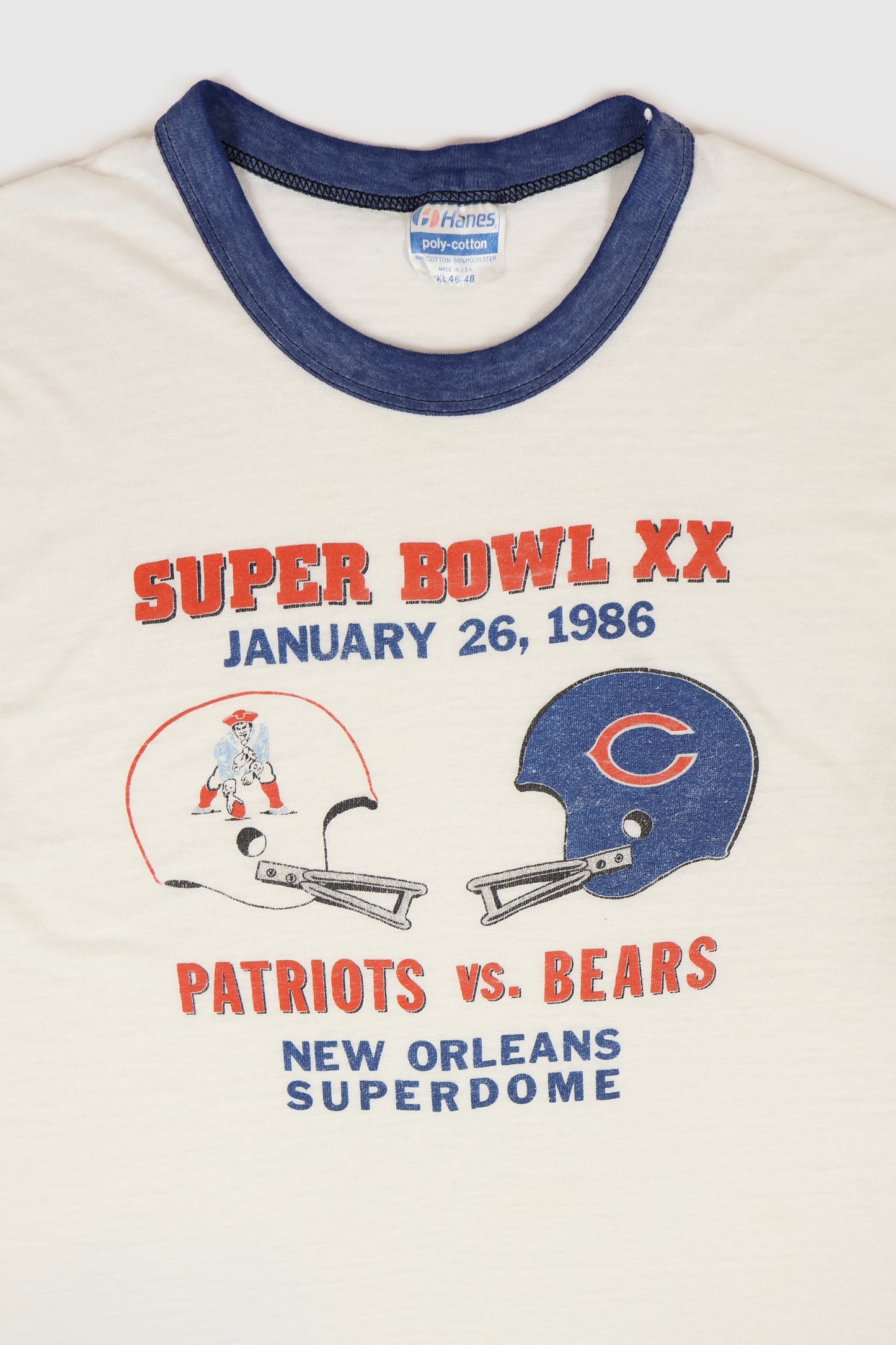 Vintage 1986 Super Bowl XX Threadbare Ringer Tee Image 1
