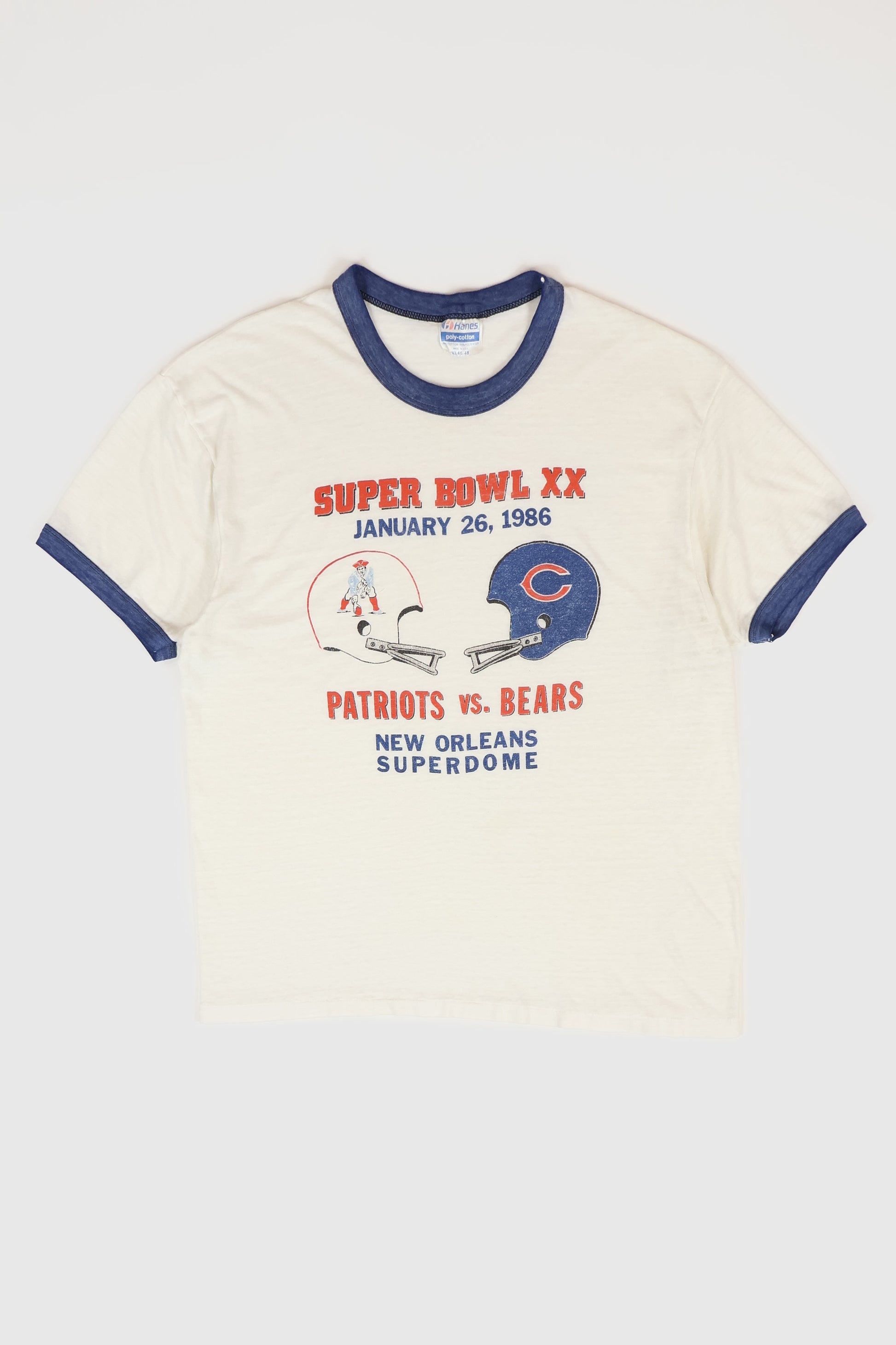 Vintage 1986 Super Bowl XX Threadbare Ringer Tee Image 0