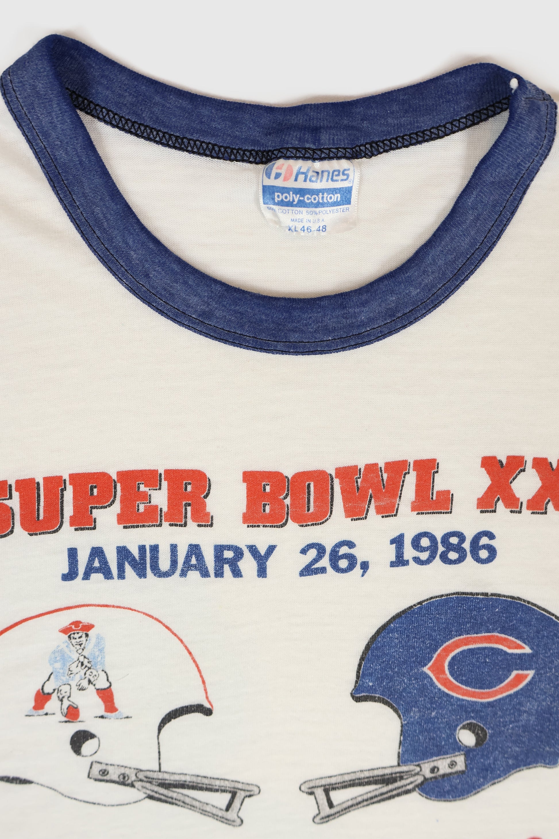 Vintage 1986 Super Bowl XX Threadbare Ringer Tee Image 2