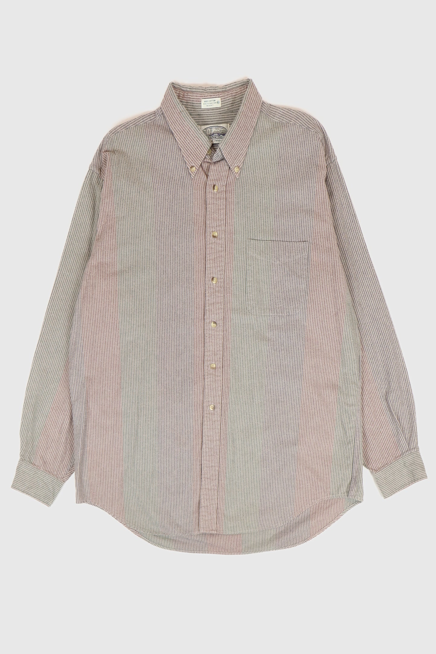 Vintage Striped Flannel Button-Down Shirt