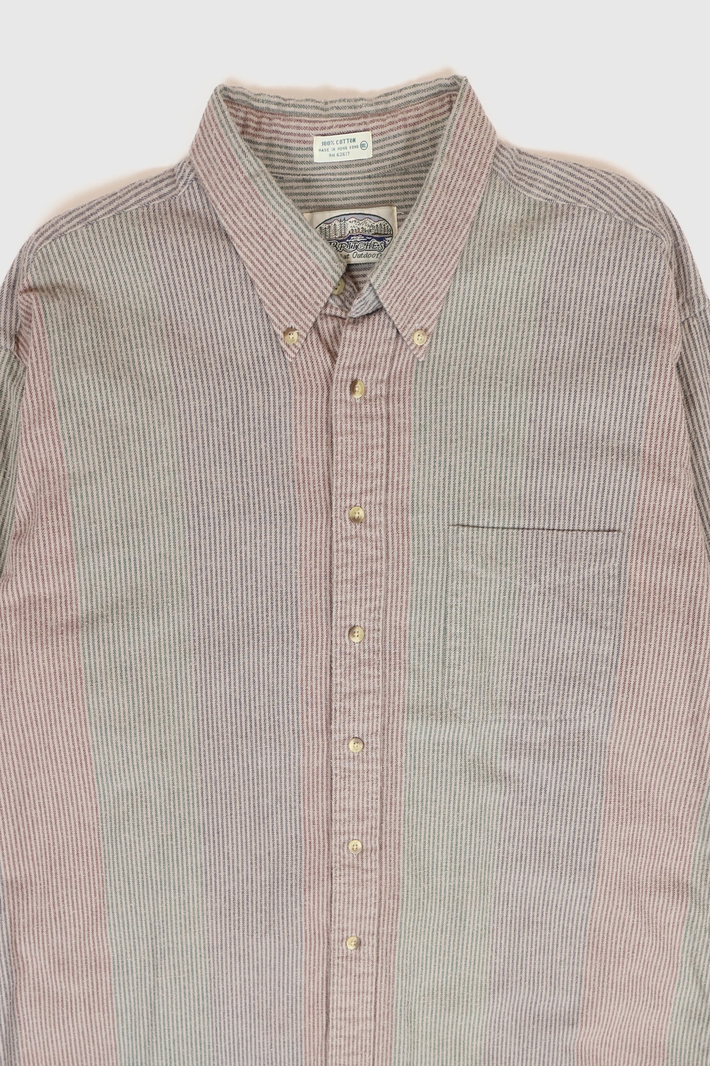 Vintage Striped Flannel Button-Down Shirt