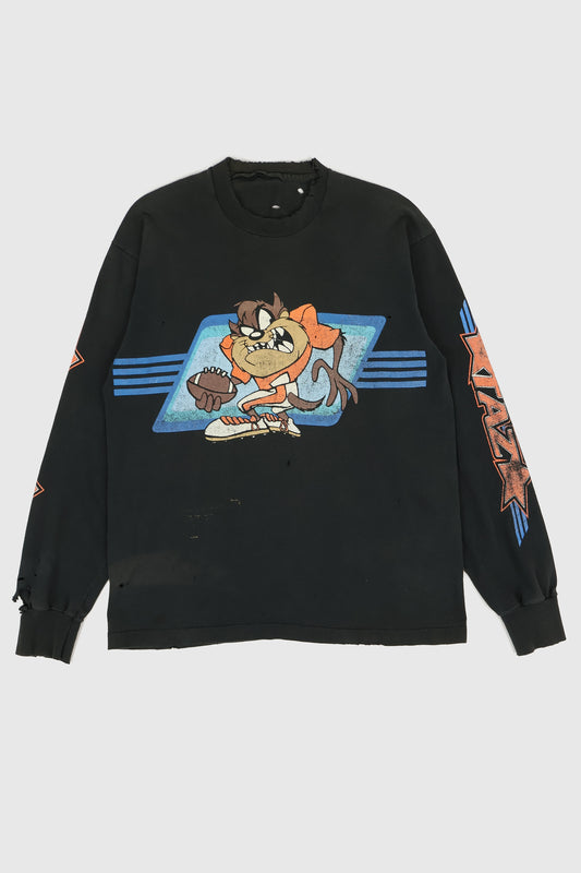 Vintage Distressed Taz Football Long Sleeve Tee Image 0