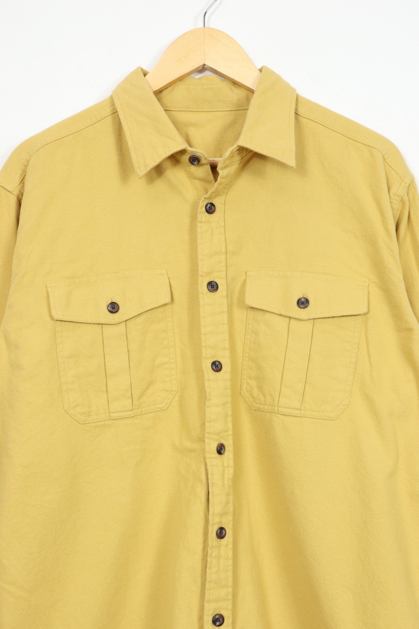Yellow Flannel Button-Down Shirt