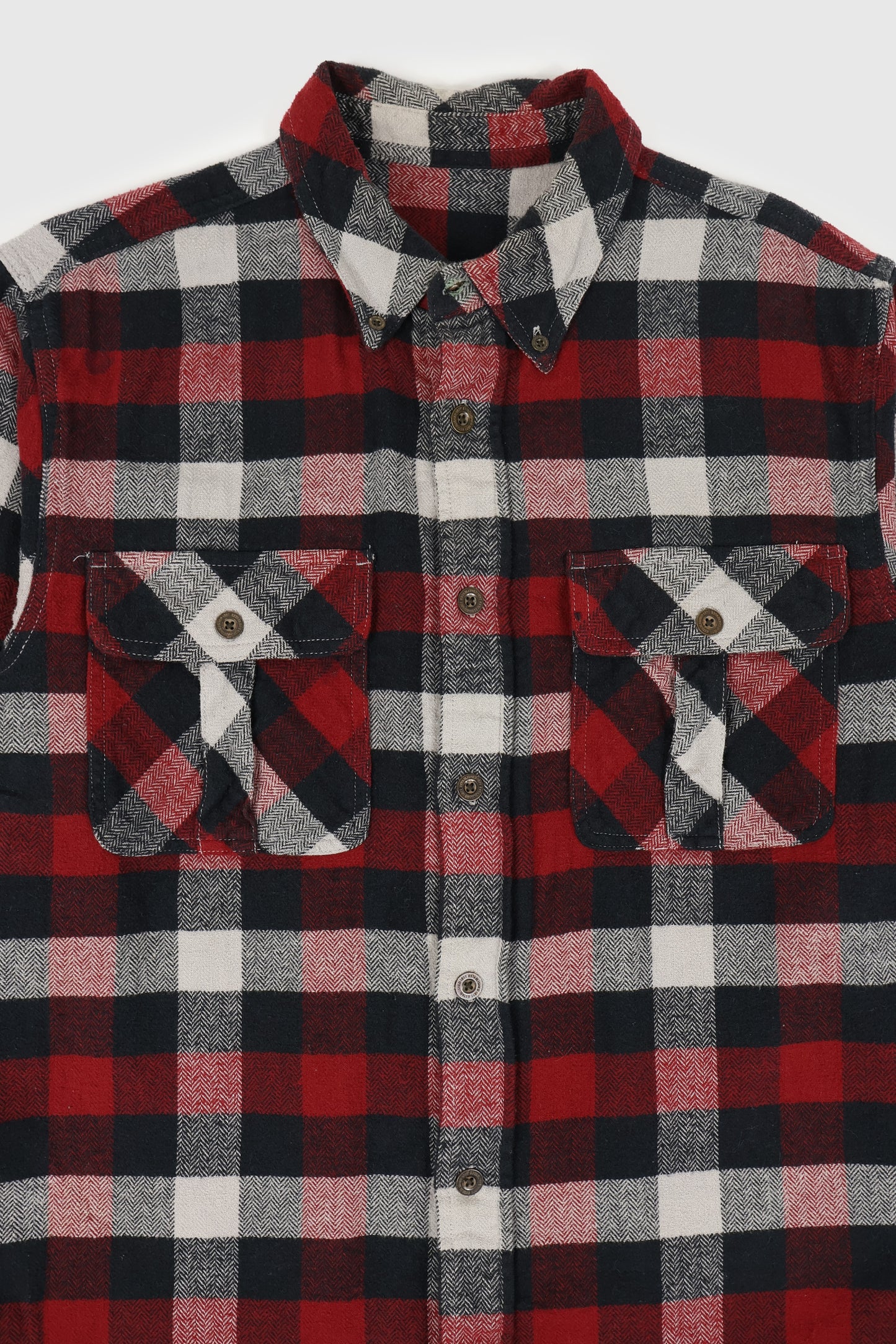 Vintage Red Plaid Flannel Button-Down Shirt Image 1