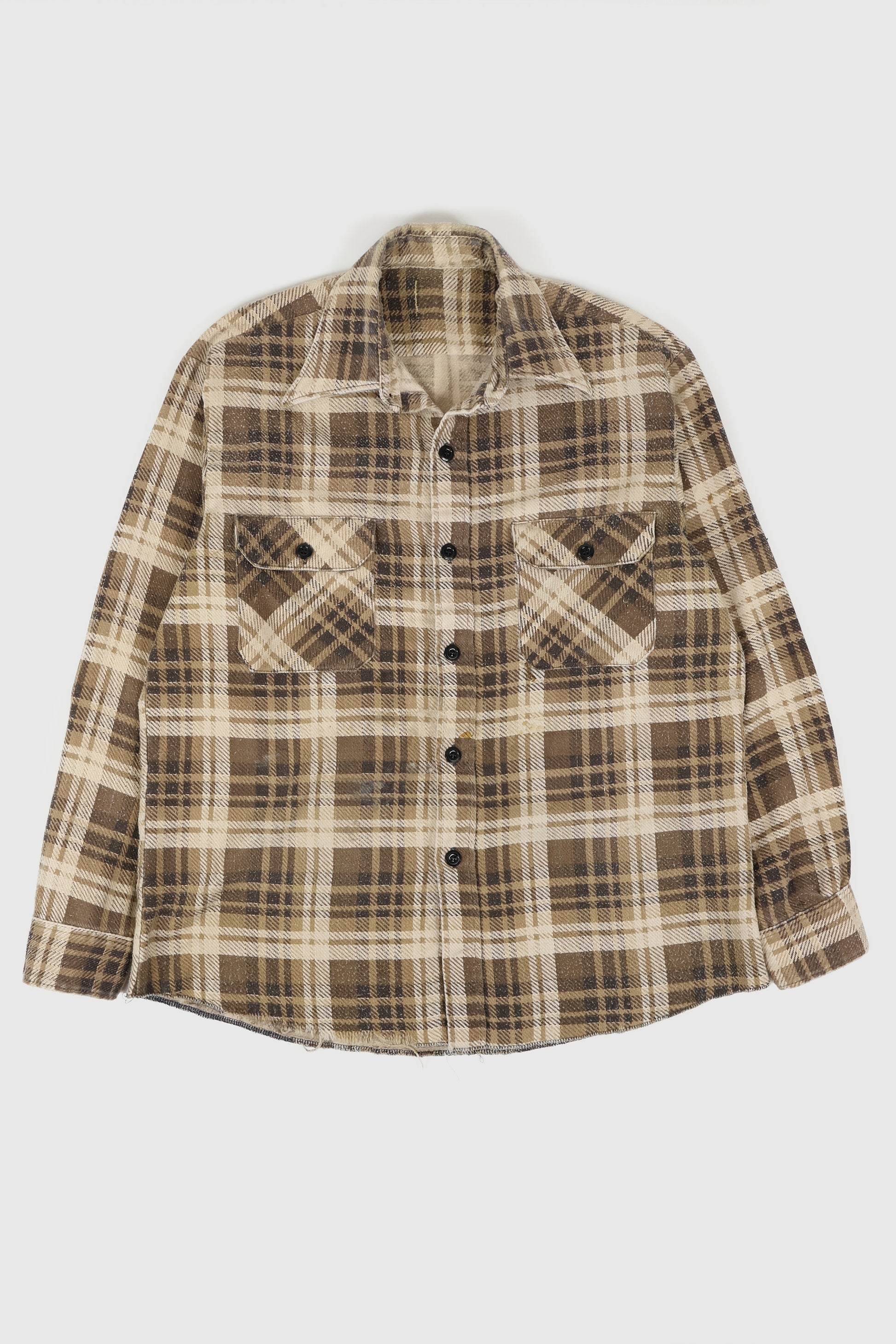 Vintage Brown Plaid Flannel Button-Down Shirt Image 0