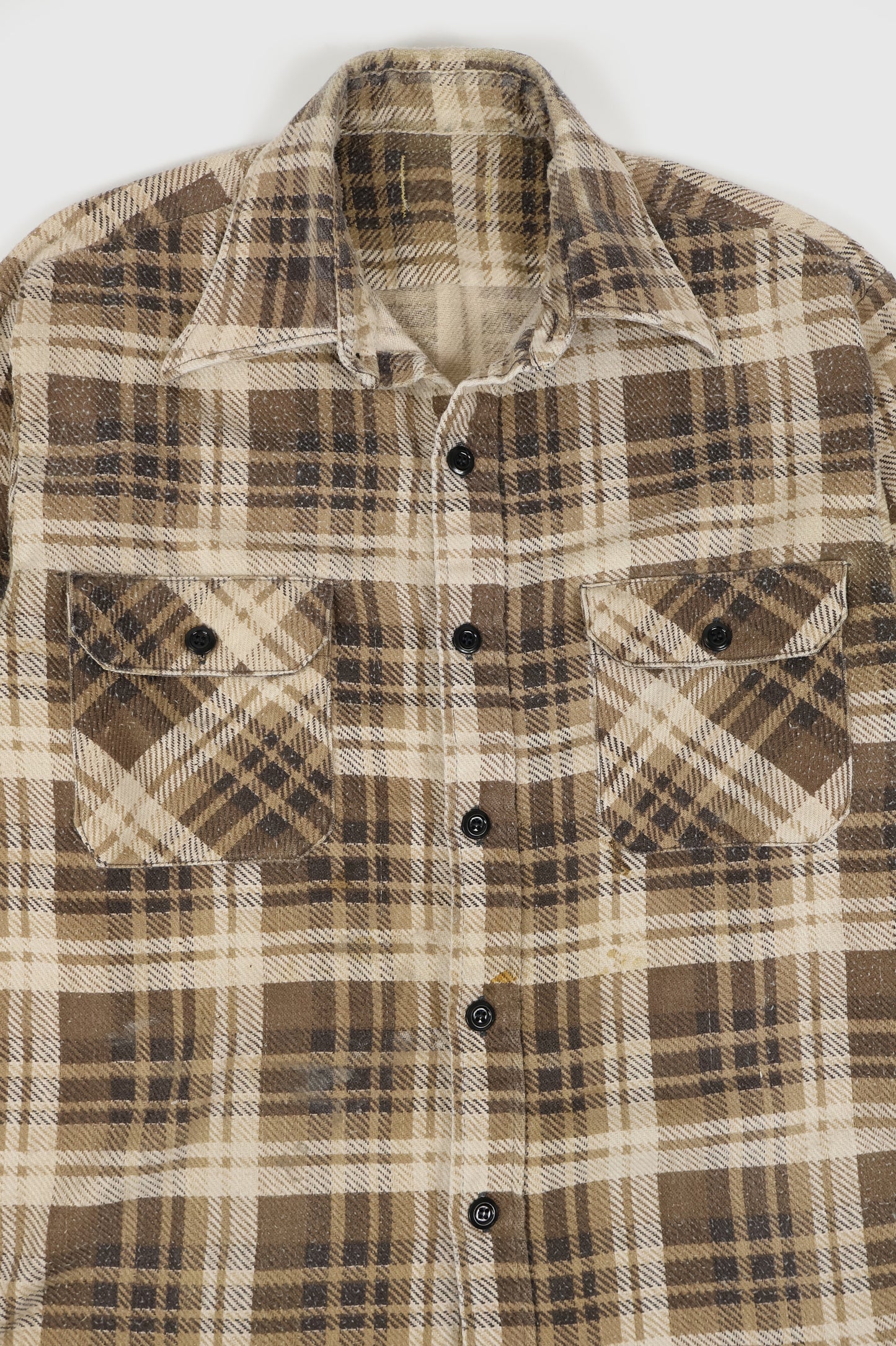 Vintage Brown Plaid Flannel Button-Down Shirt Image 1