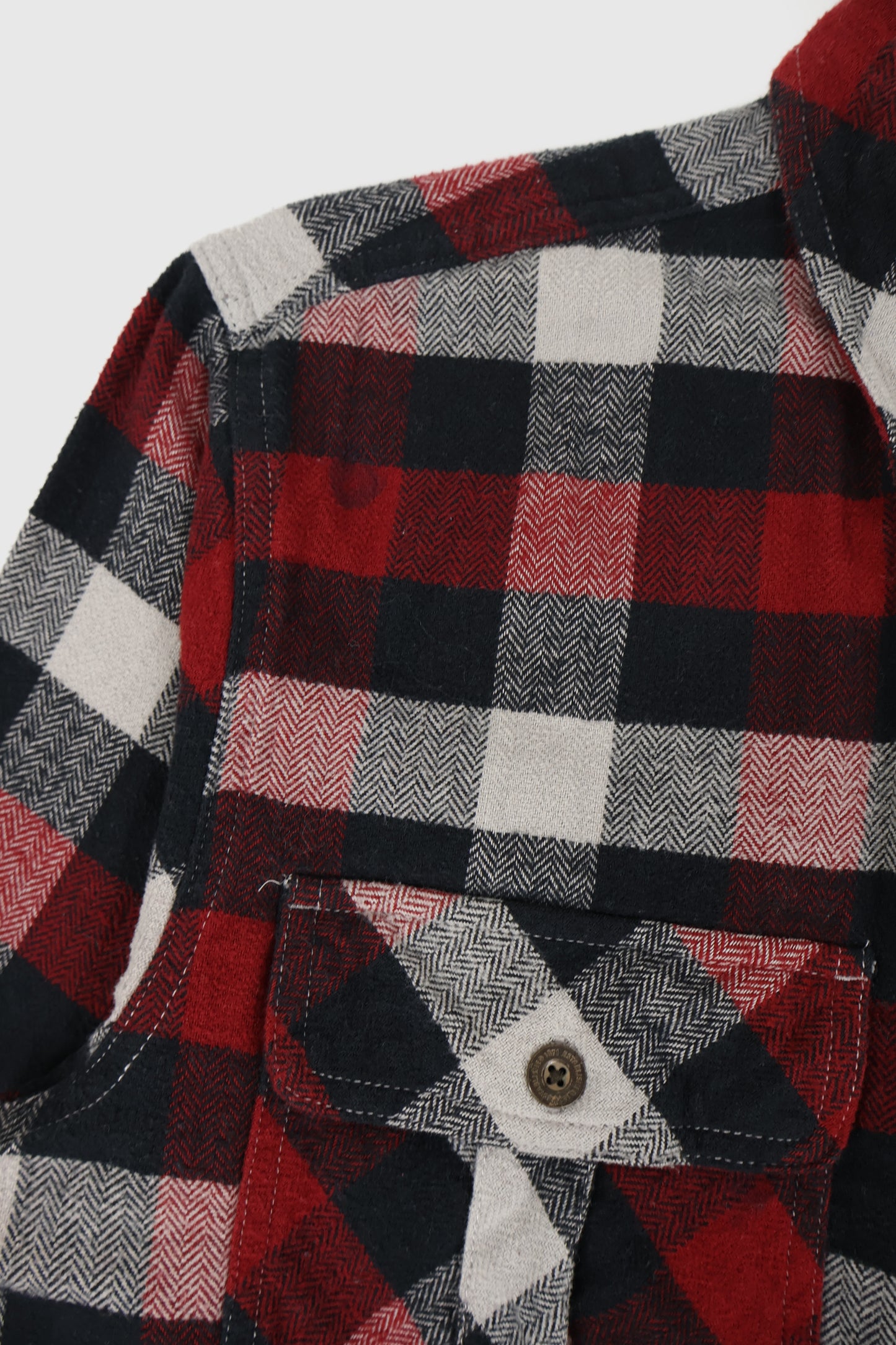 Vintage Red Plaid Flannel Button-Down Shirt Image 3