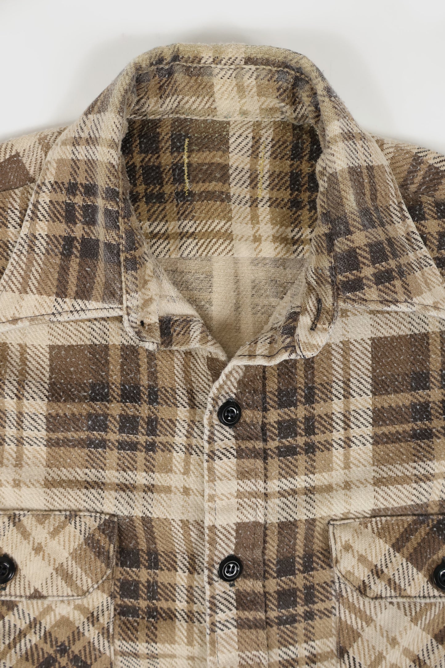 Vintage Brown Plaid Flannel Button-Down Shirt Image 2