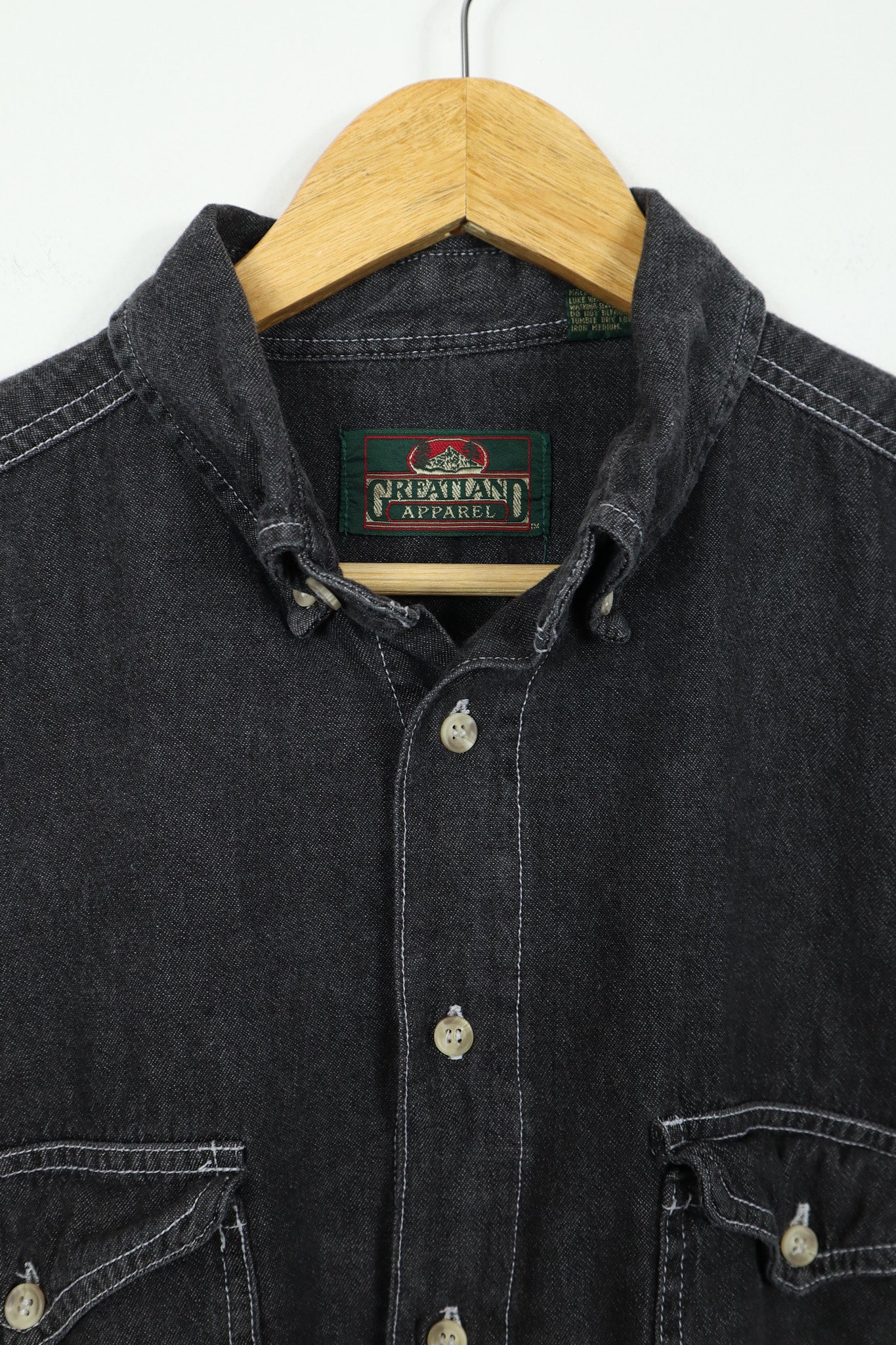 Vintage Black Denim Button-Down Shirt
