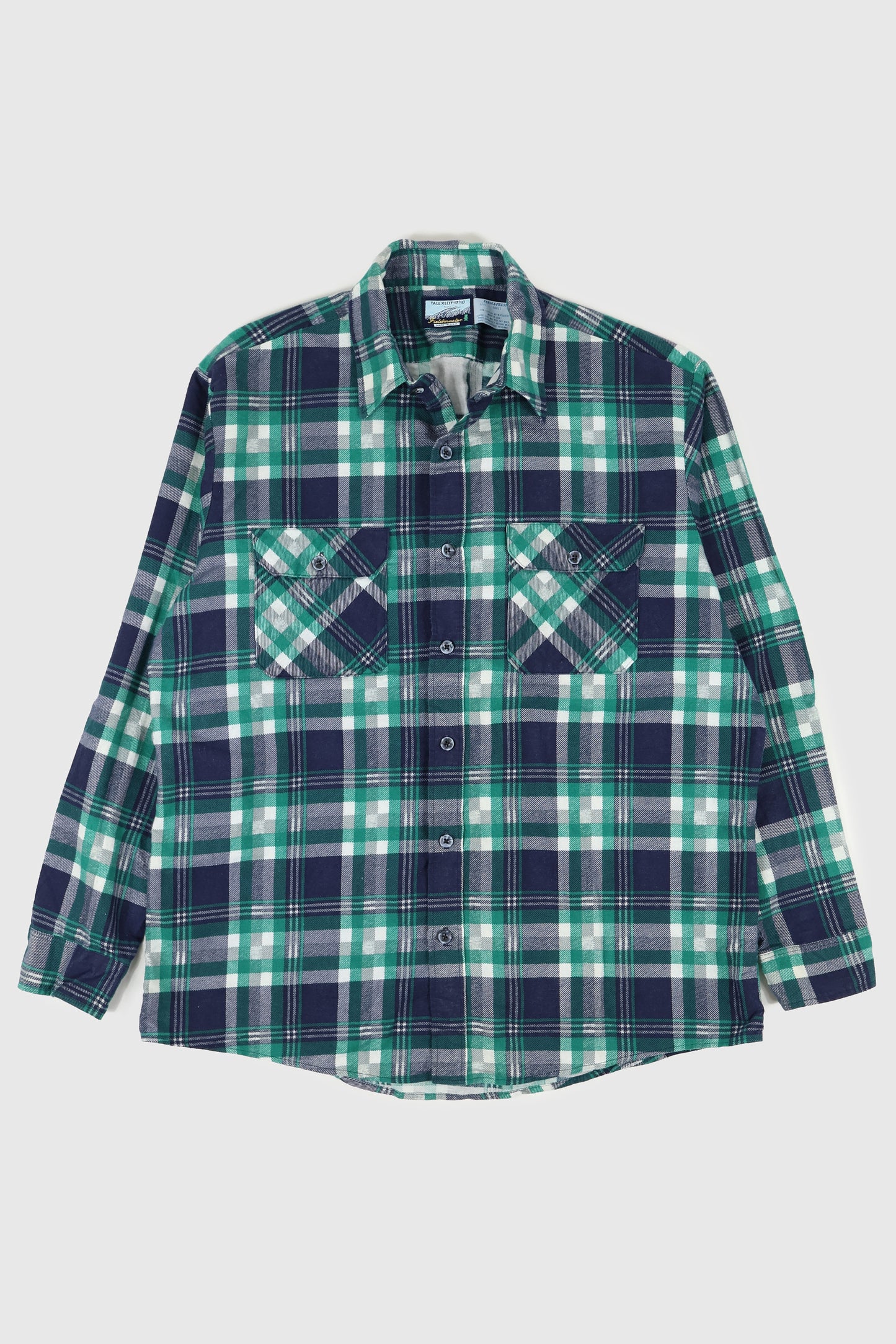 Vintage Blue Plaid Flannel Button-Down Shirt Image 0