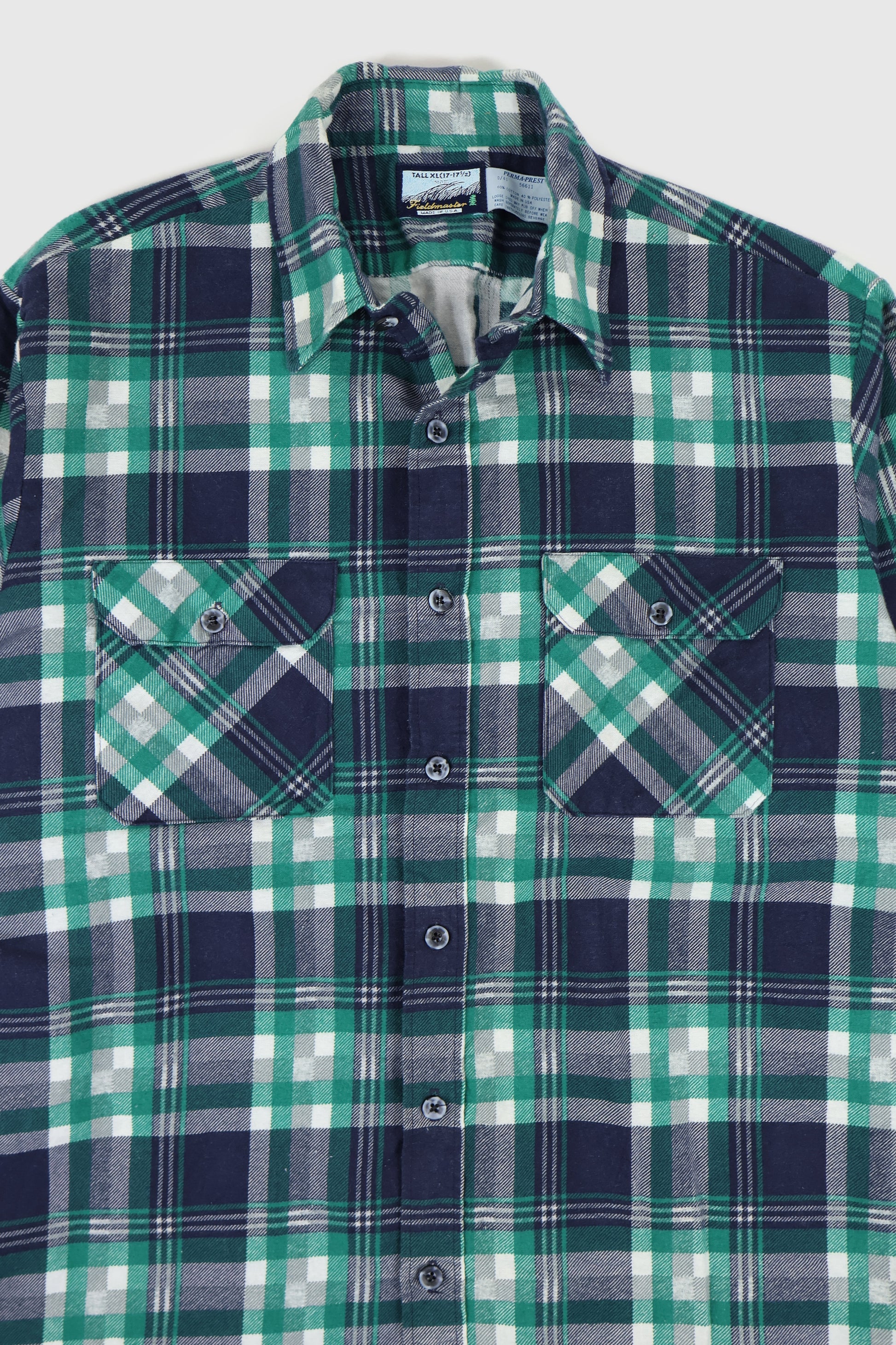 Vintage Blue Plaid Flannel Button-Down Shirt Image 1