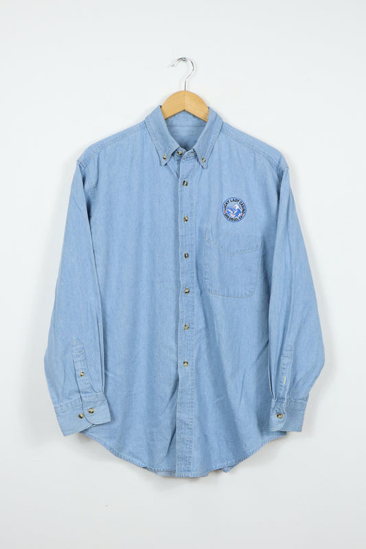 Vintage Lucky Lady Casino Denim Button-Down Shirt