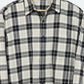 Frayed Black Plaid Button-Down Shirt
