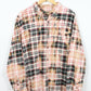 Upcycled Black Plaid Bleached Flannel Button-Down