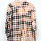 Upcycled Black Plaid Bleached Flannel Button-Down