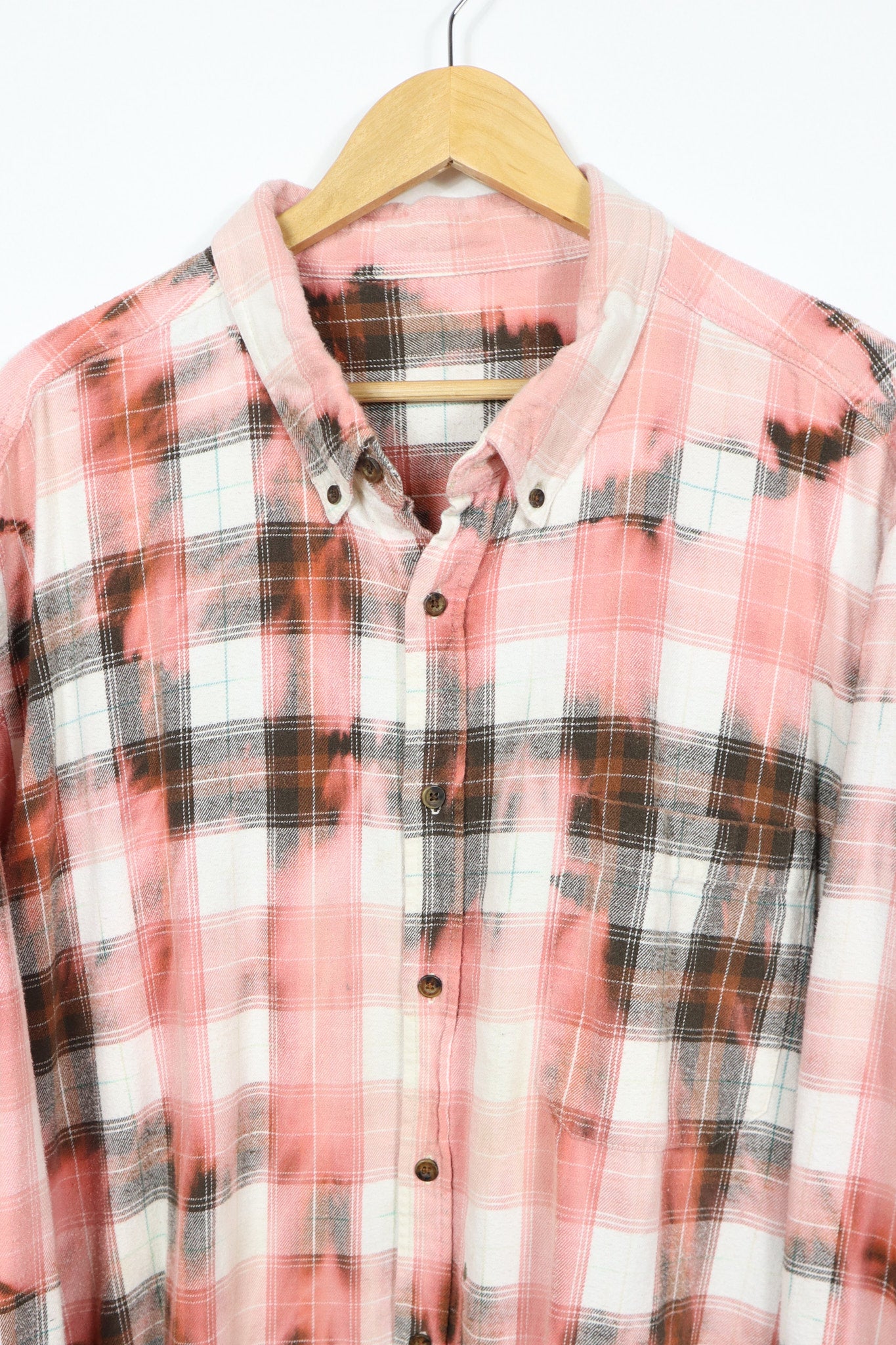 Upcycled Bleached Flannel Button-Down