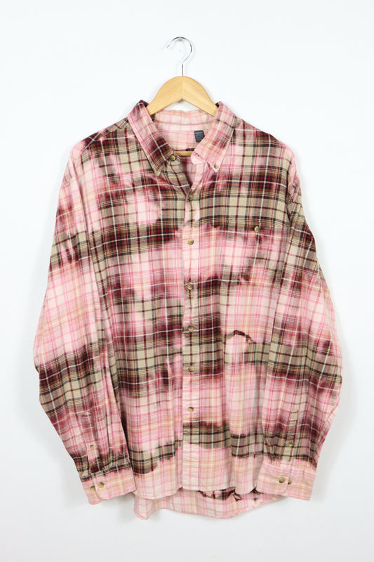 Upcycled Bleached Flannel Button-Down