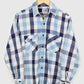 Vintage Blue Plaid Woven Button-Down Shirt