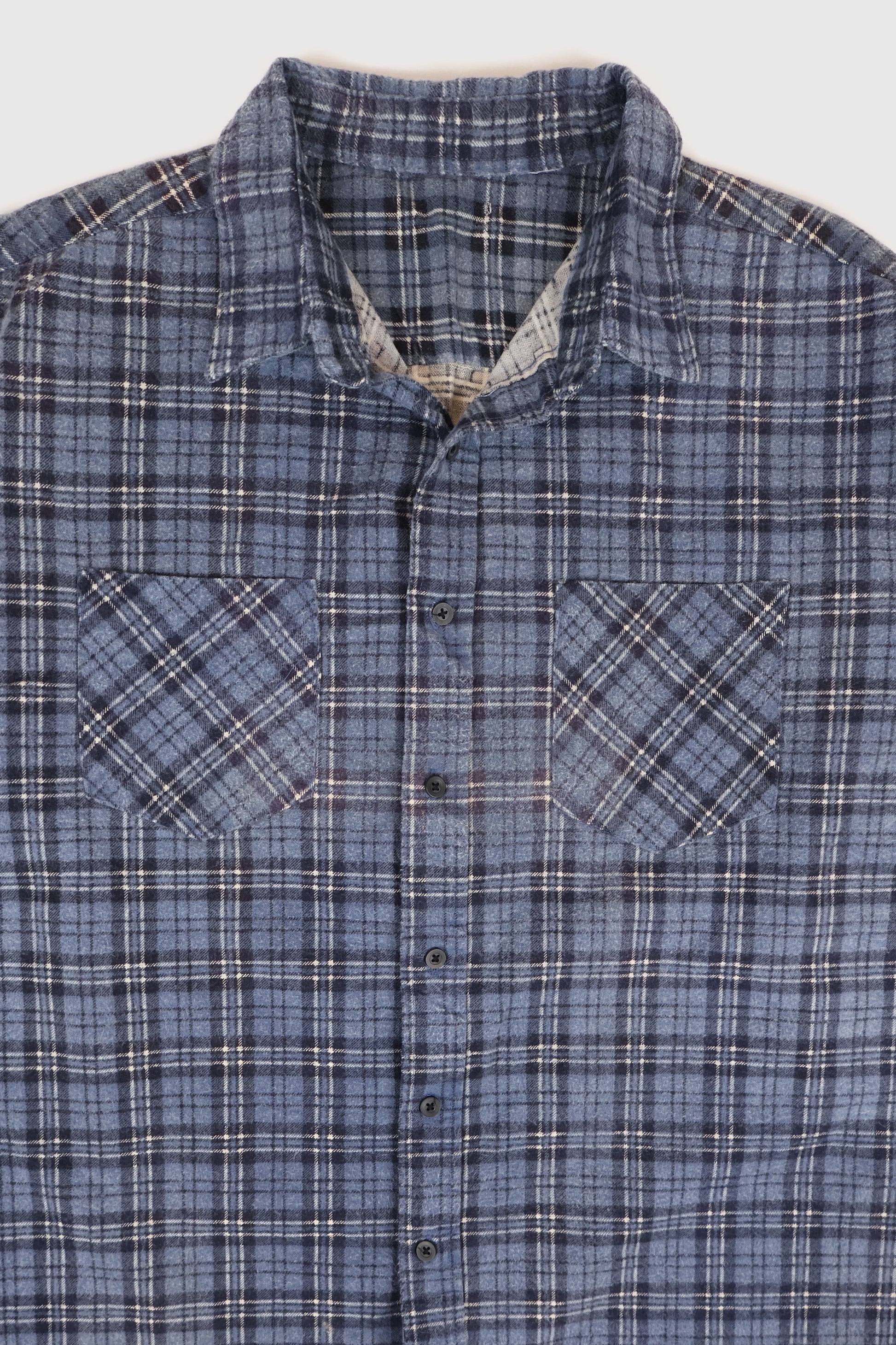 Vintage Blue Plaid Flannel Button-Down Shirt Image 1