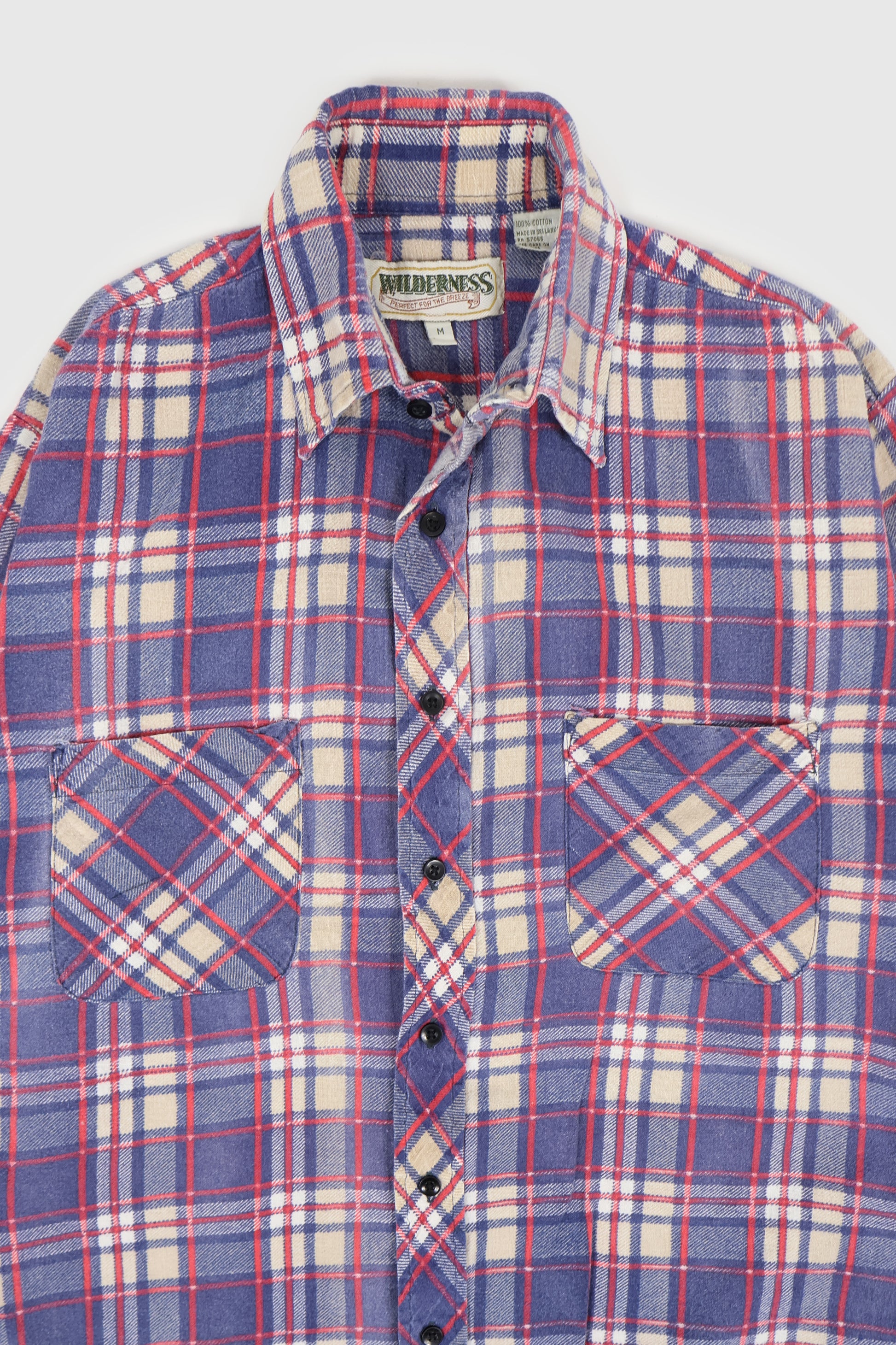 Vintage Faded Lightweight Plaid Button-Down Shirt Image 1