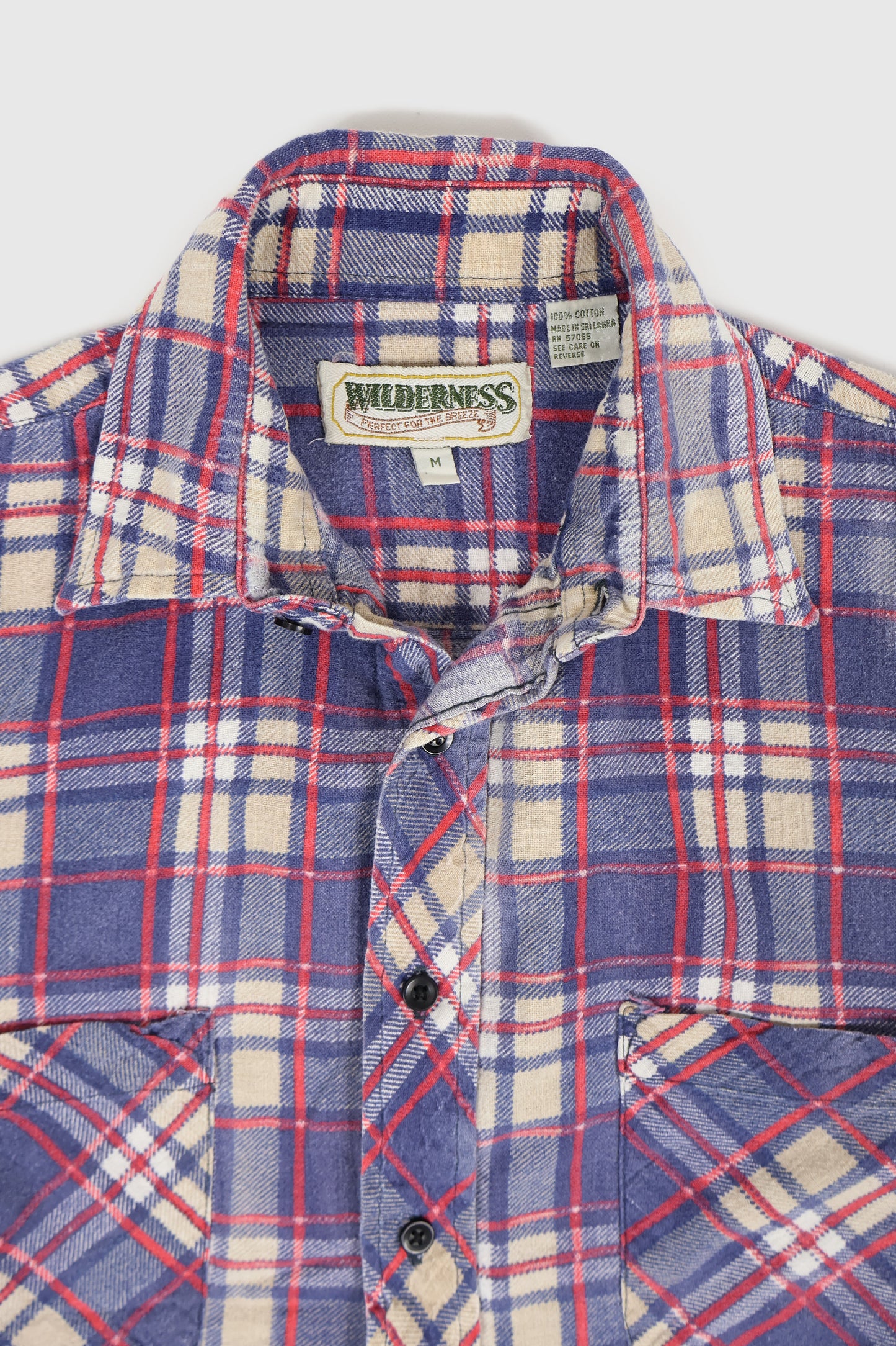 Vintage Faded Lightweight Plaid Button-Down Shirt Image 2