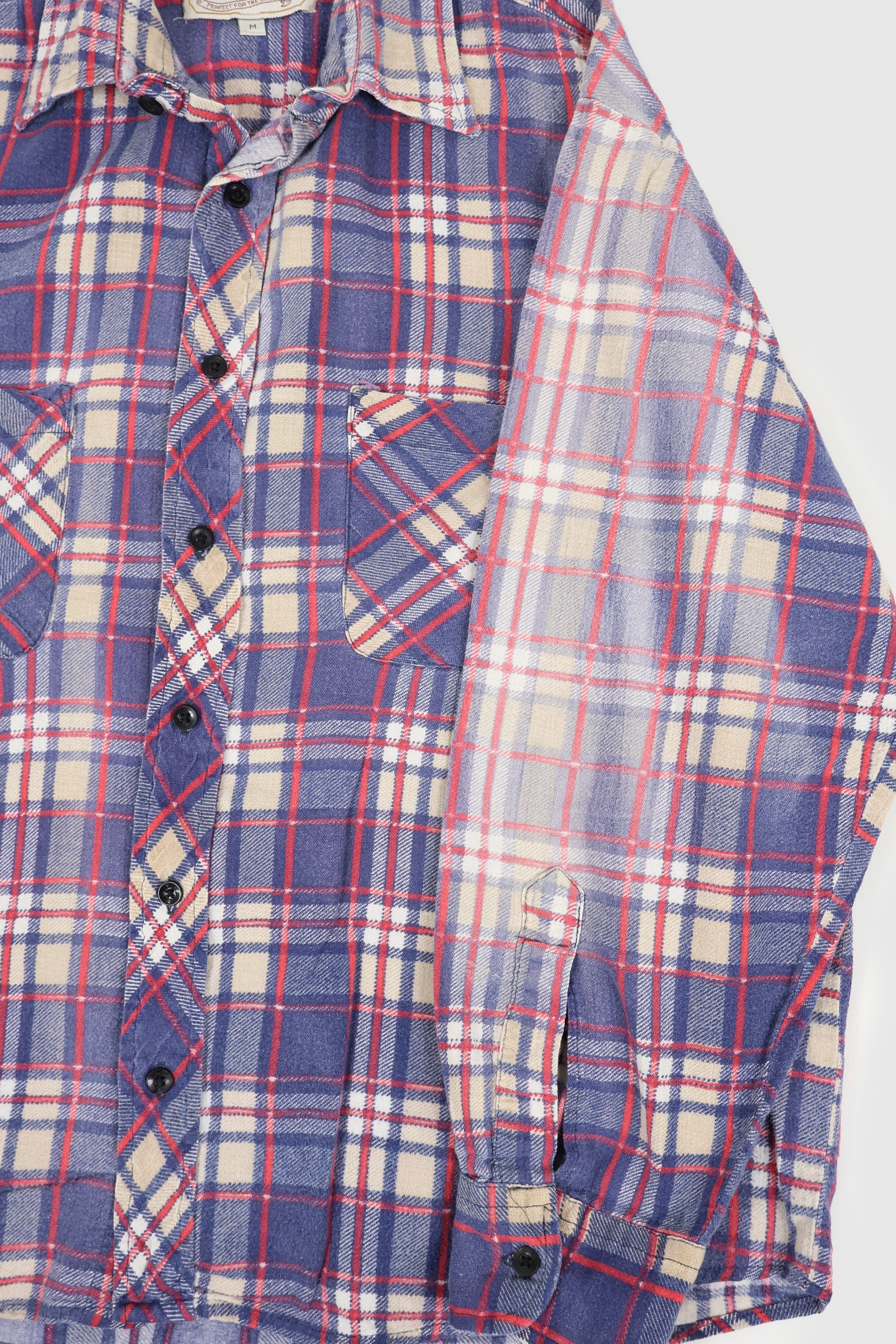 Vintage Faded Lightweight Plaid Button-Down Shirt Image 3