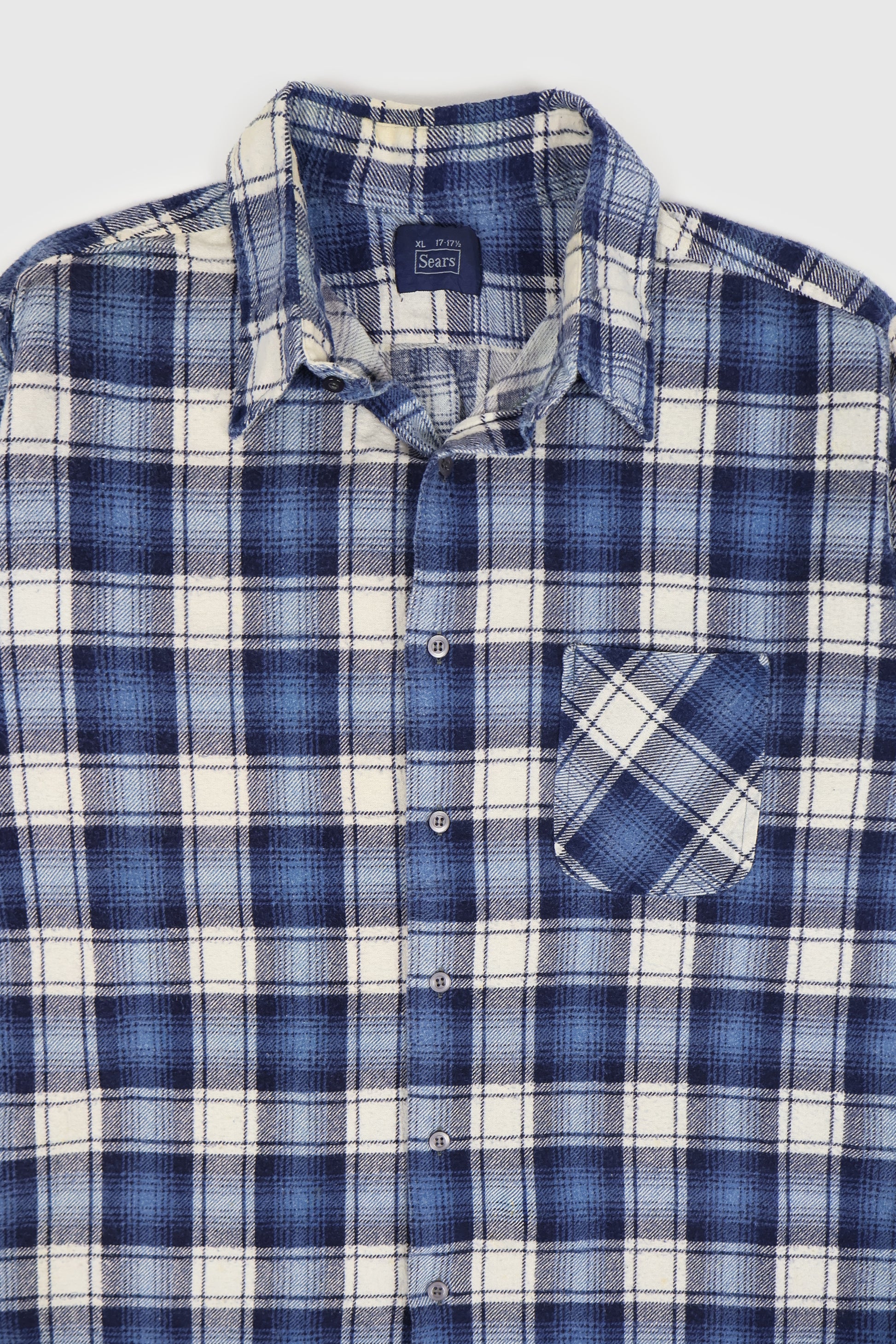 Vintage Blue Plaid Flannel Button-Down Shirt Image 2