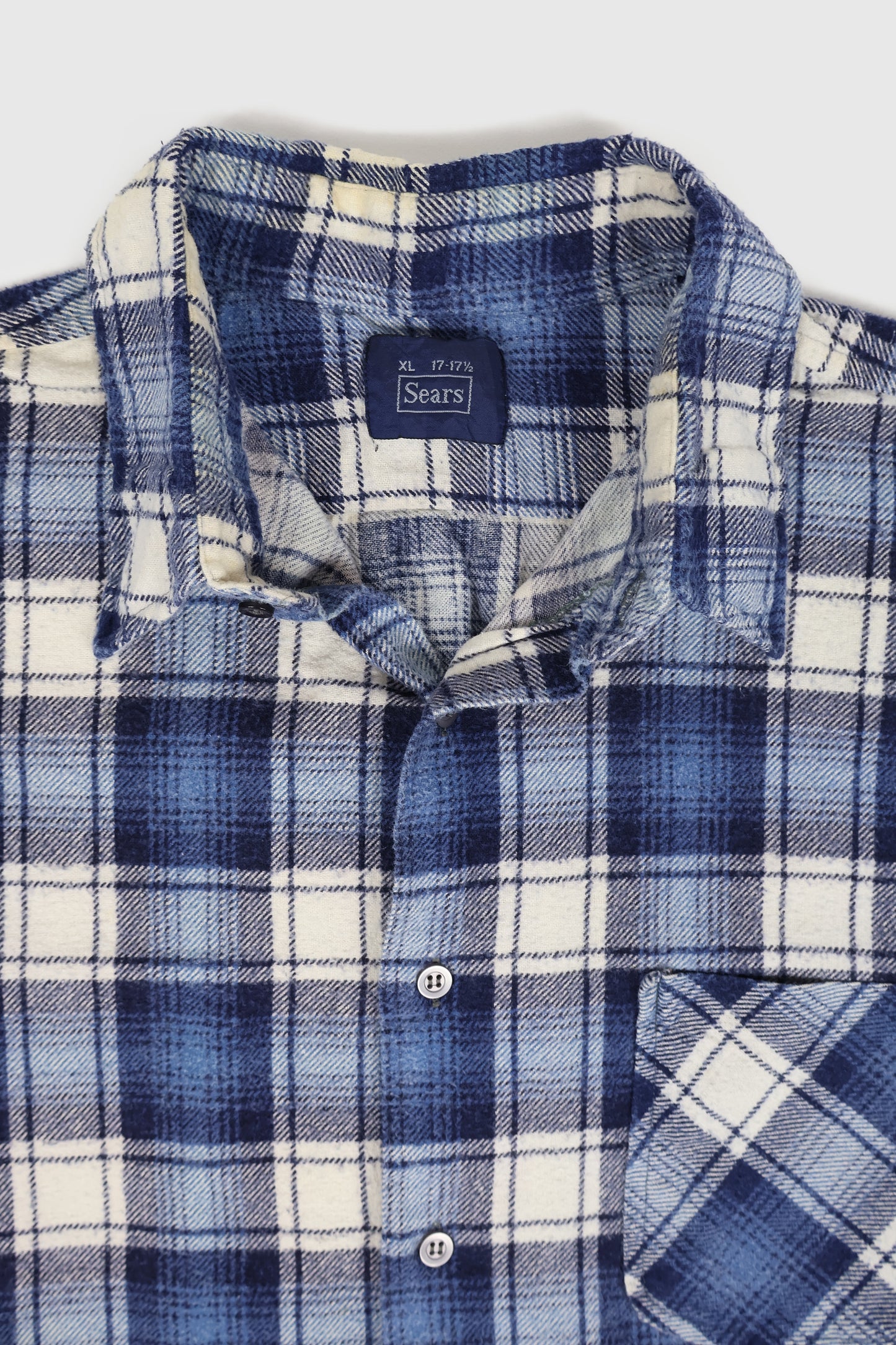 Vintage Blue Plaid Flannel Button-Down Shirt Image 1