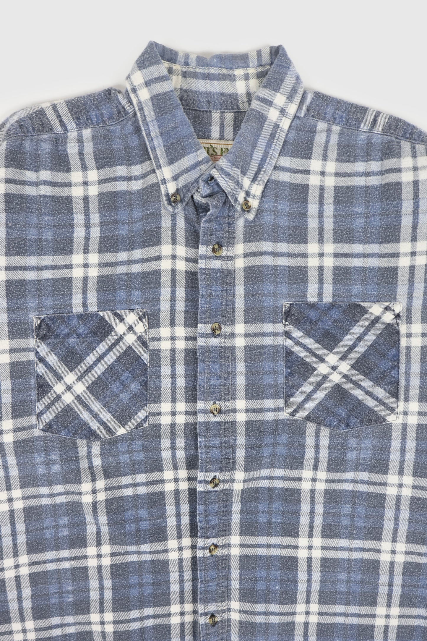 Vintage Faded Flannel Button-Down Shirt Image 1