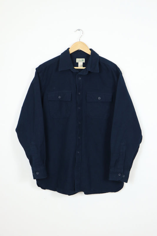 L.L. Bean Navy Flannel Button-Down Shirt