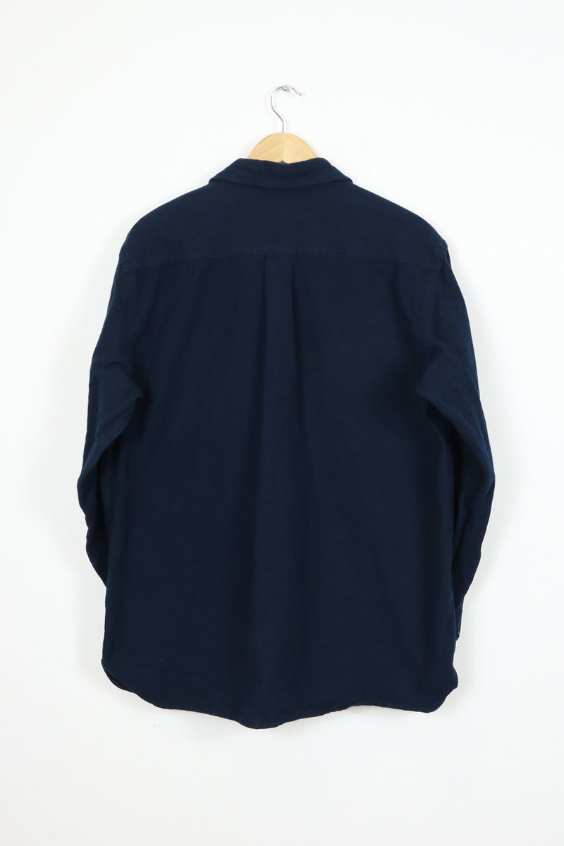 L.L. Bean Navy Flannel Button-Down Shirt