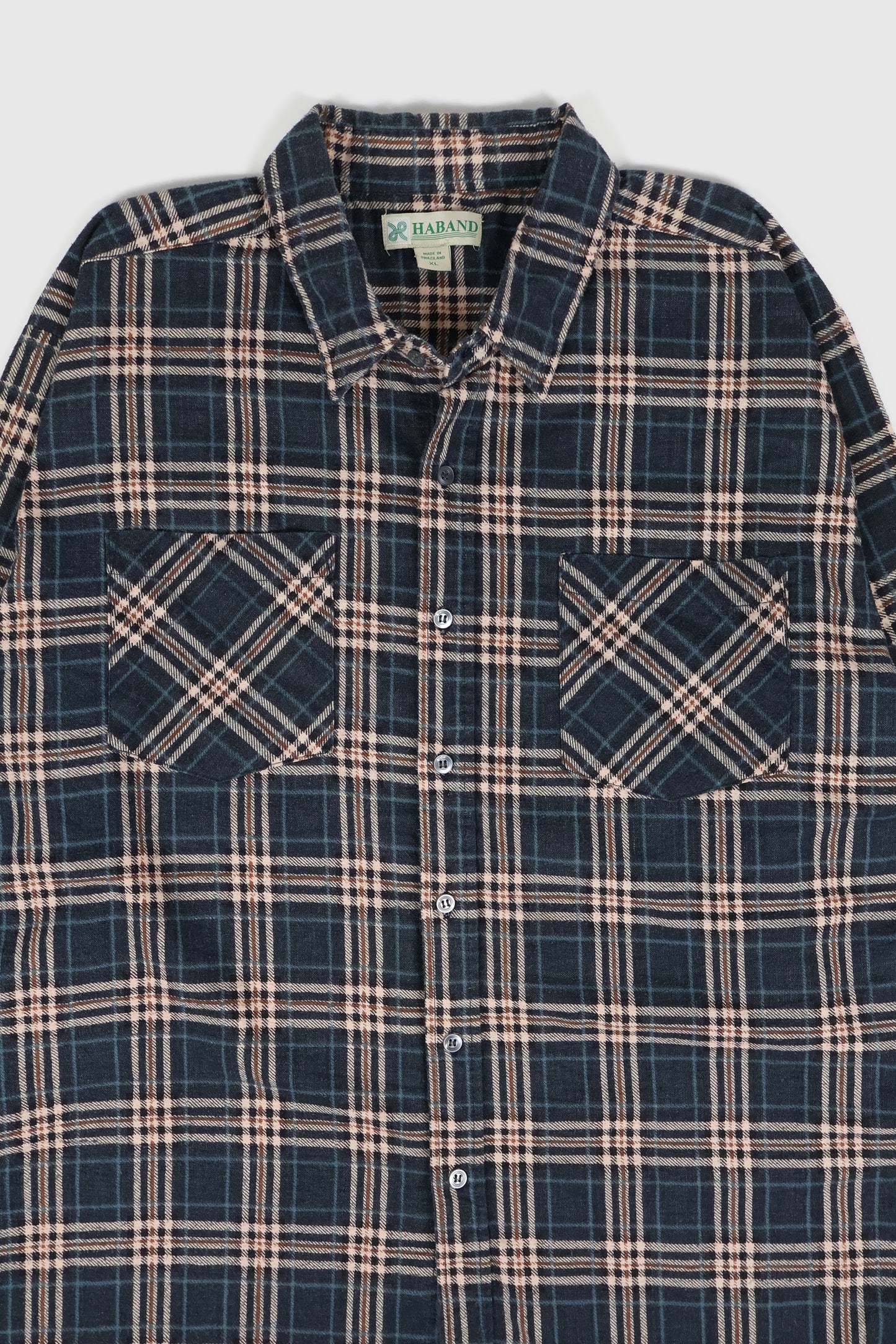 Vintage Blue Plaid Flannel Button-Down Shirt