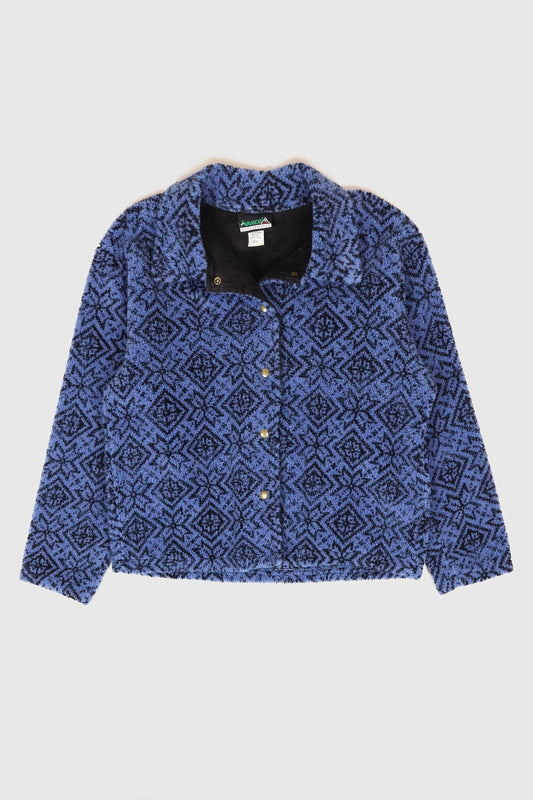 Vintage Blue Pattern Fleece Jacket Image 0