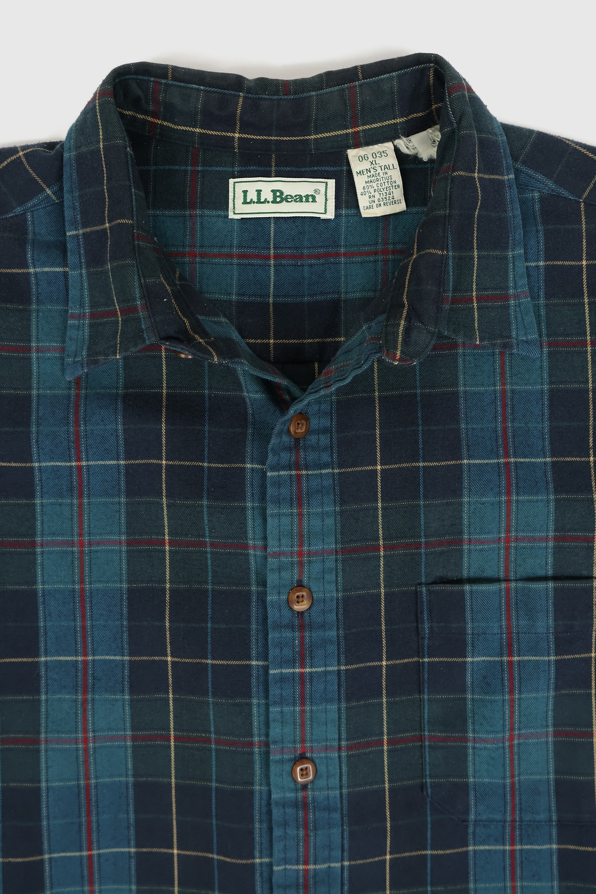 Vintage L.L. Bean Green Plaid Button-Down Shirt Image 2