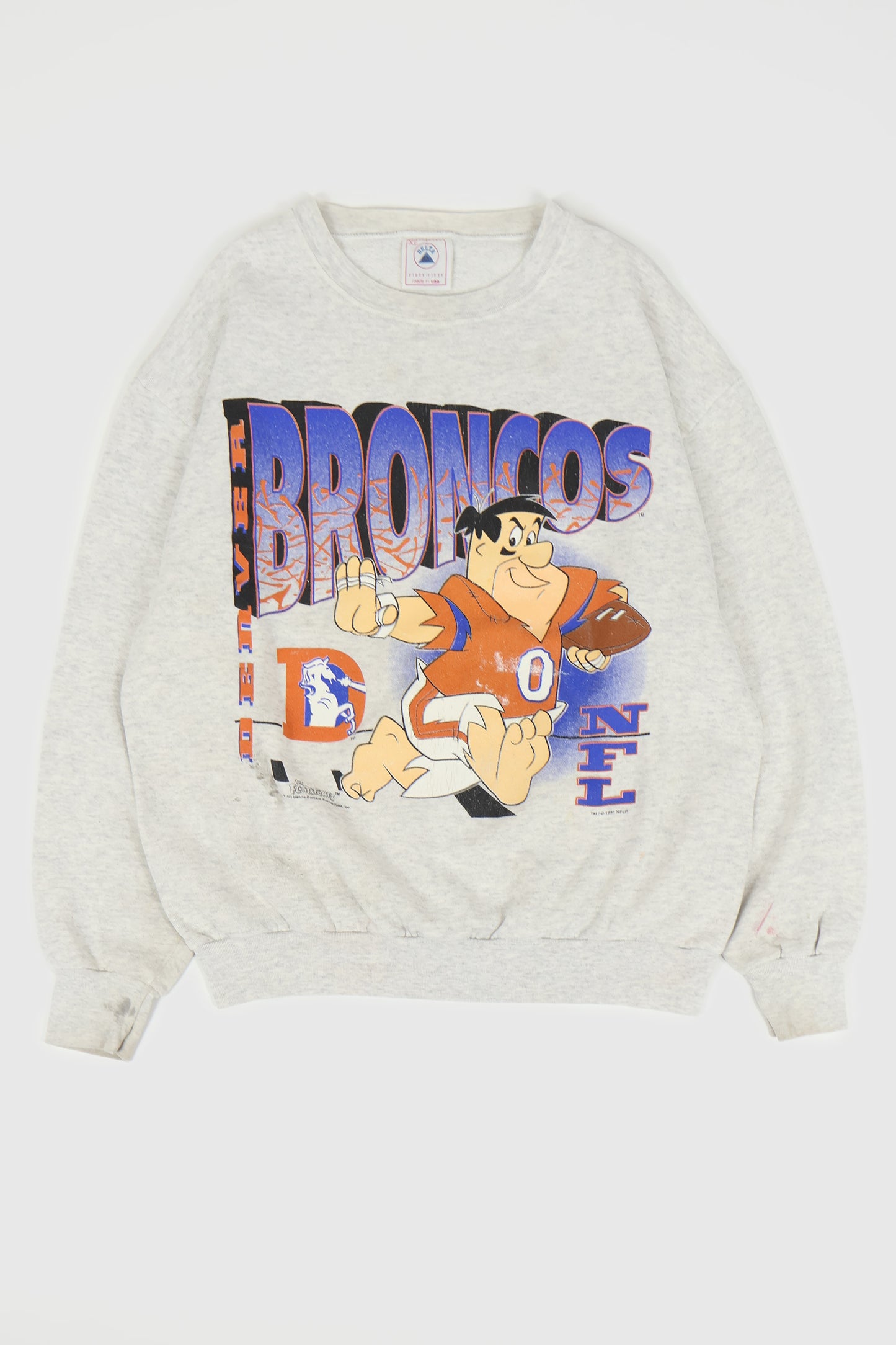 Vintage Distressed Denver Broncos Fred Flintstone Crewneck