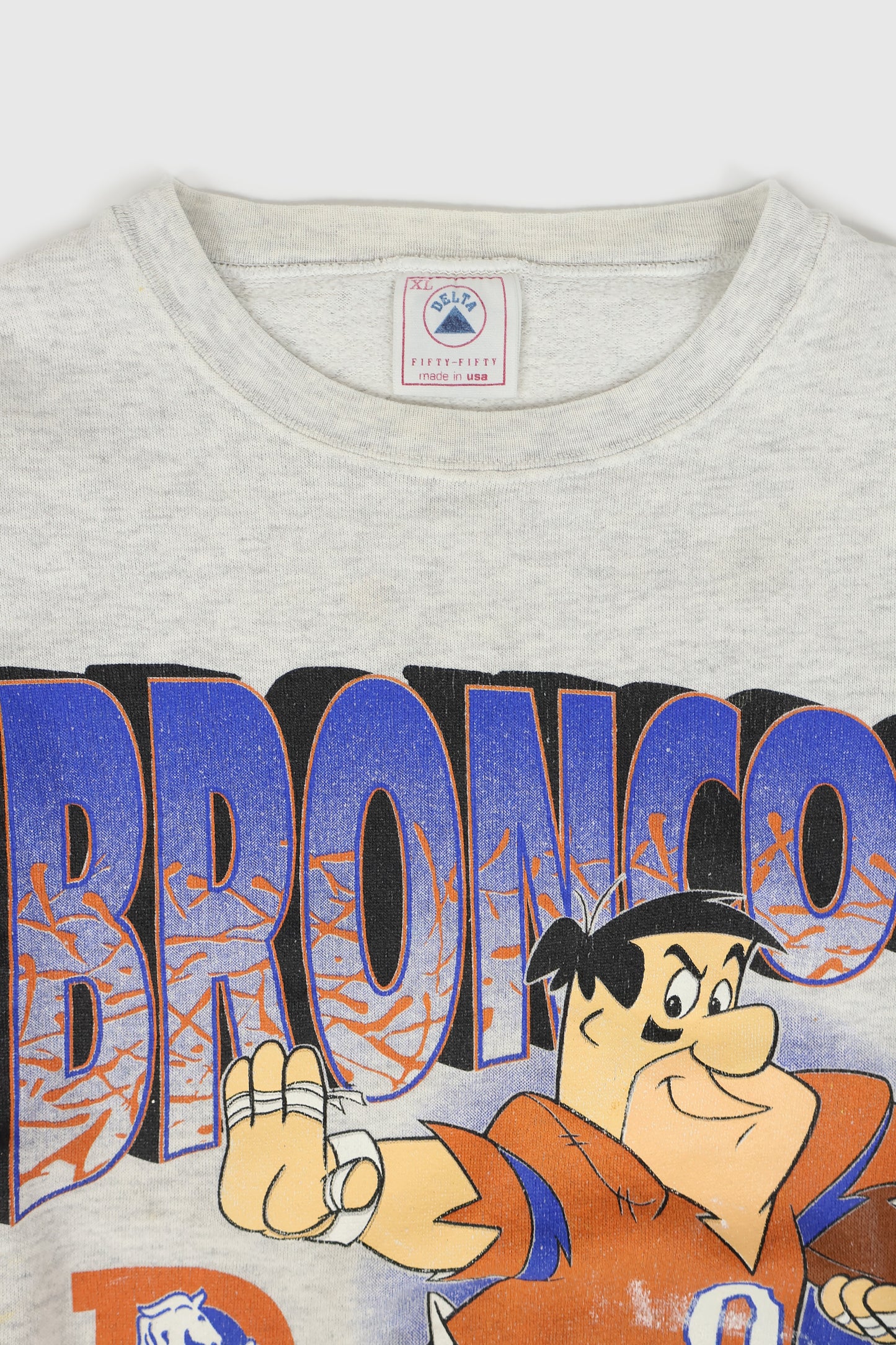 Vintage Distressed Denver Broncos Fred Flintstone Crewneck