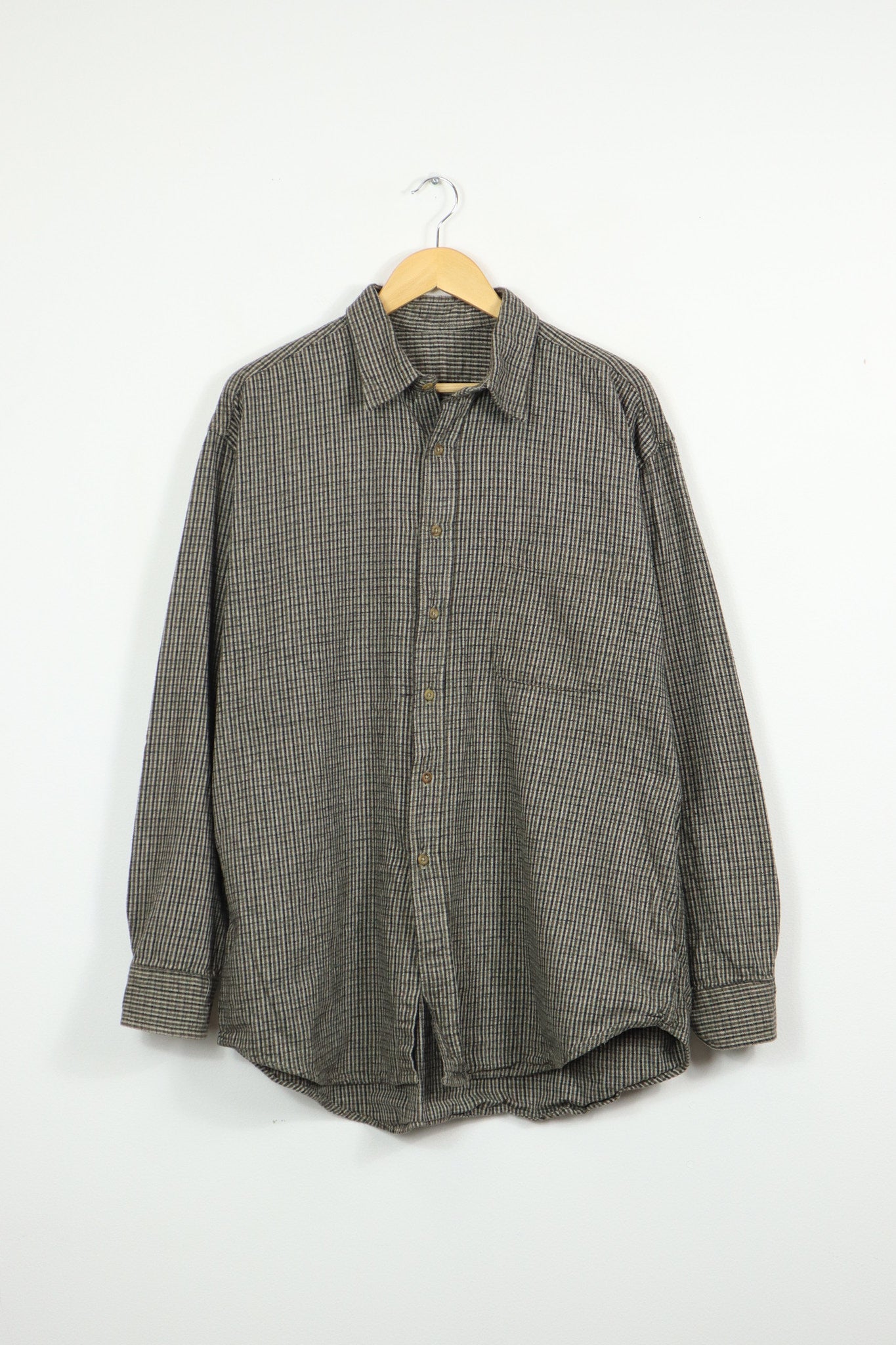 Black Pattern Flannel Button-Down Shirt