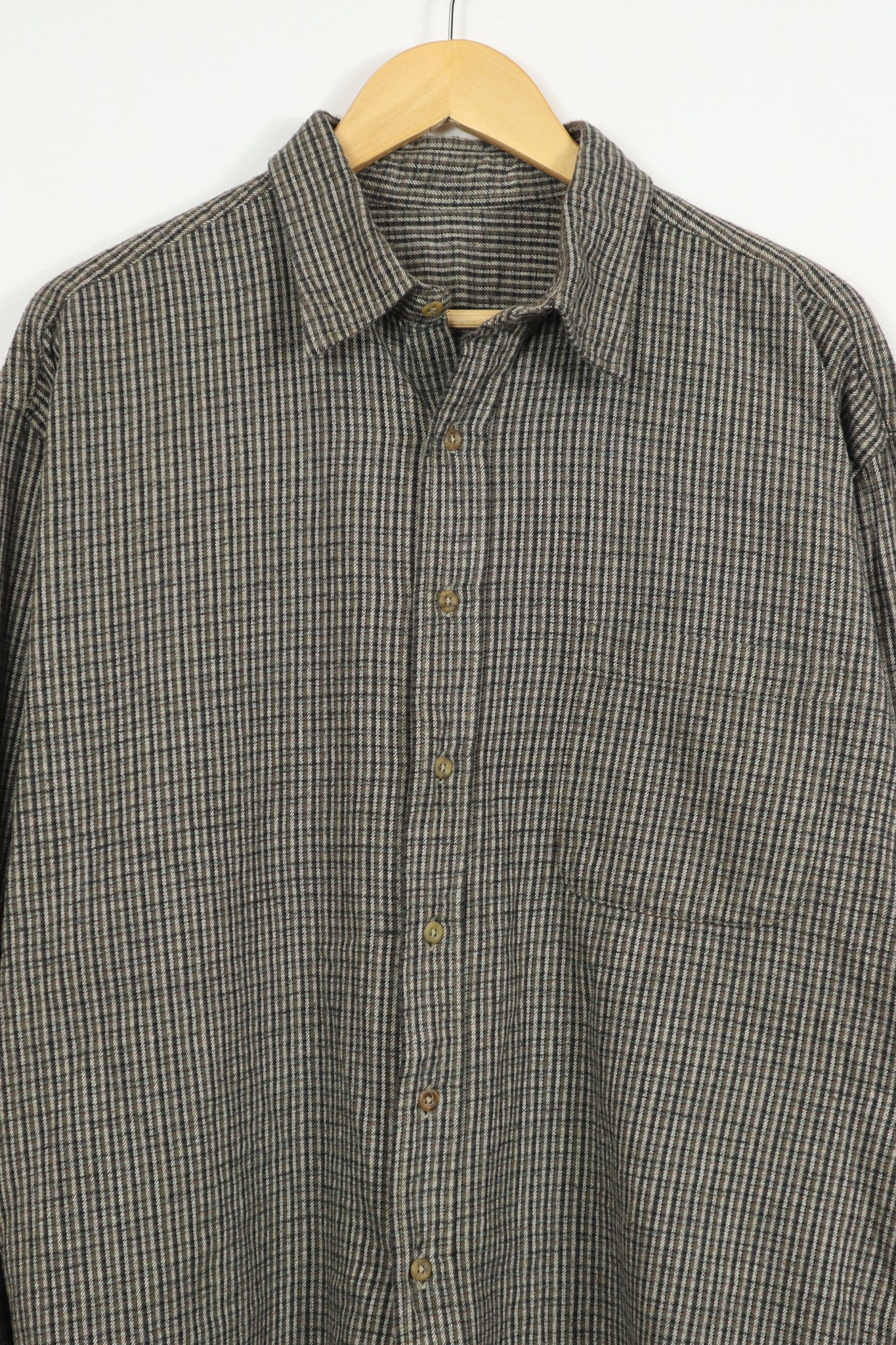 Black Pattern Flannel Button-Down Shirt