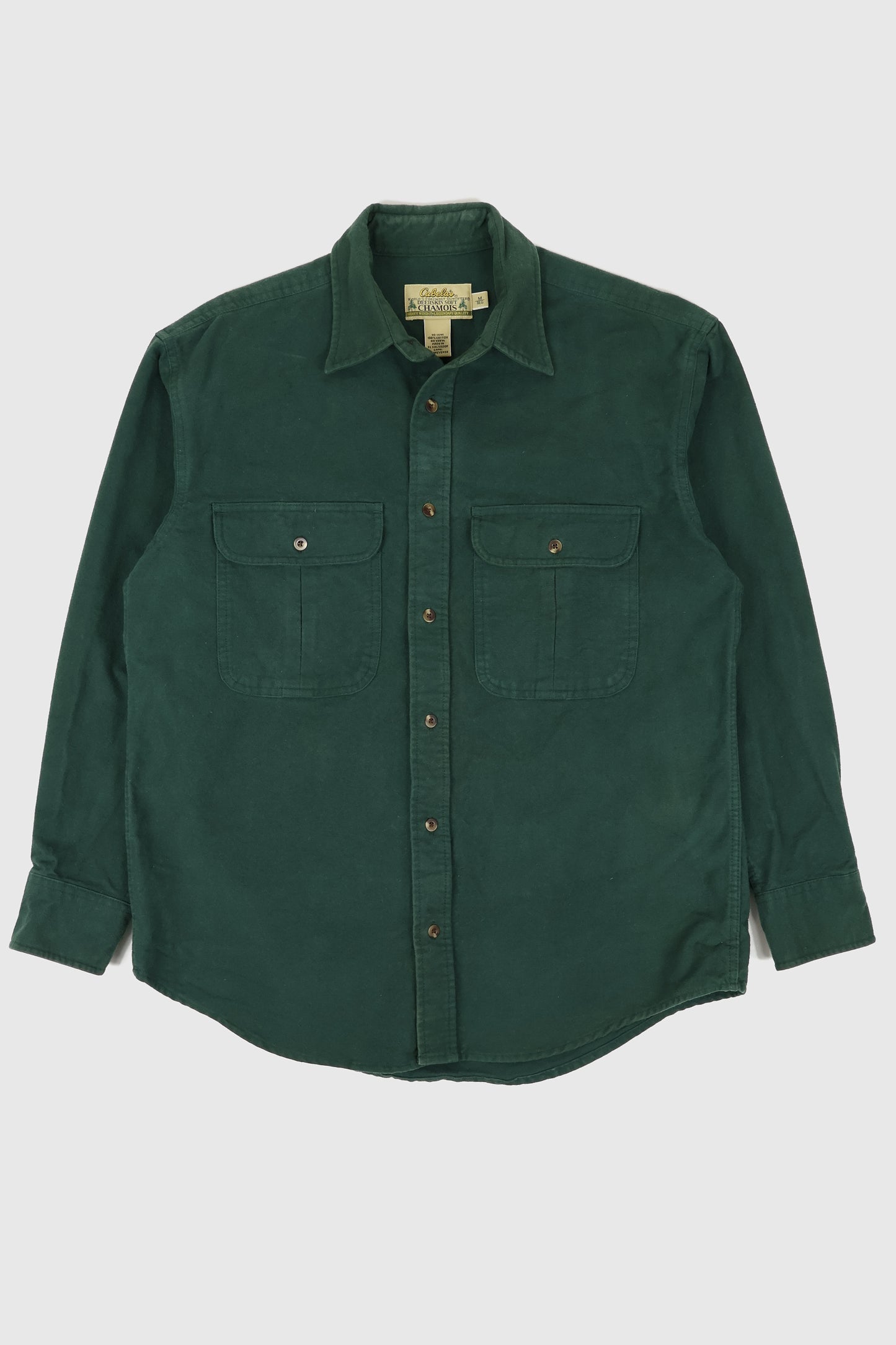 Vintage Heavyweight Green Flannel Button-Down Shirt