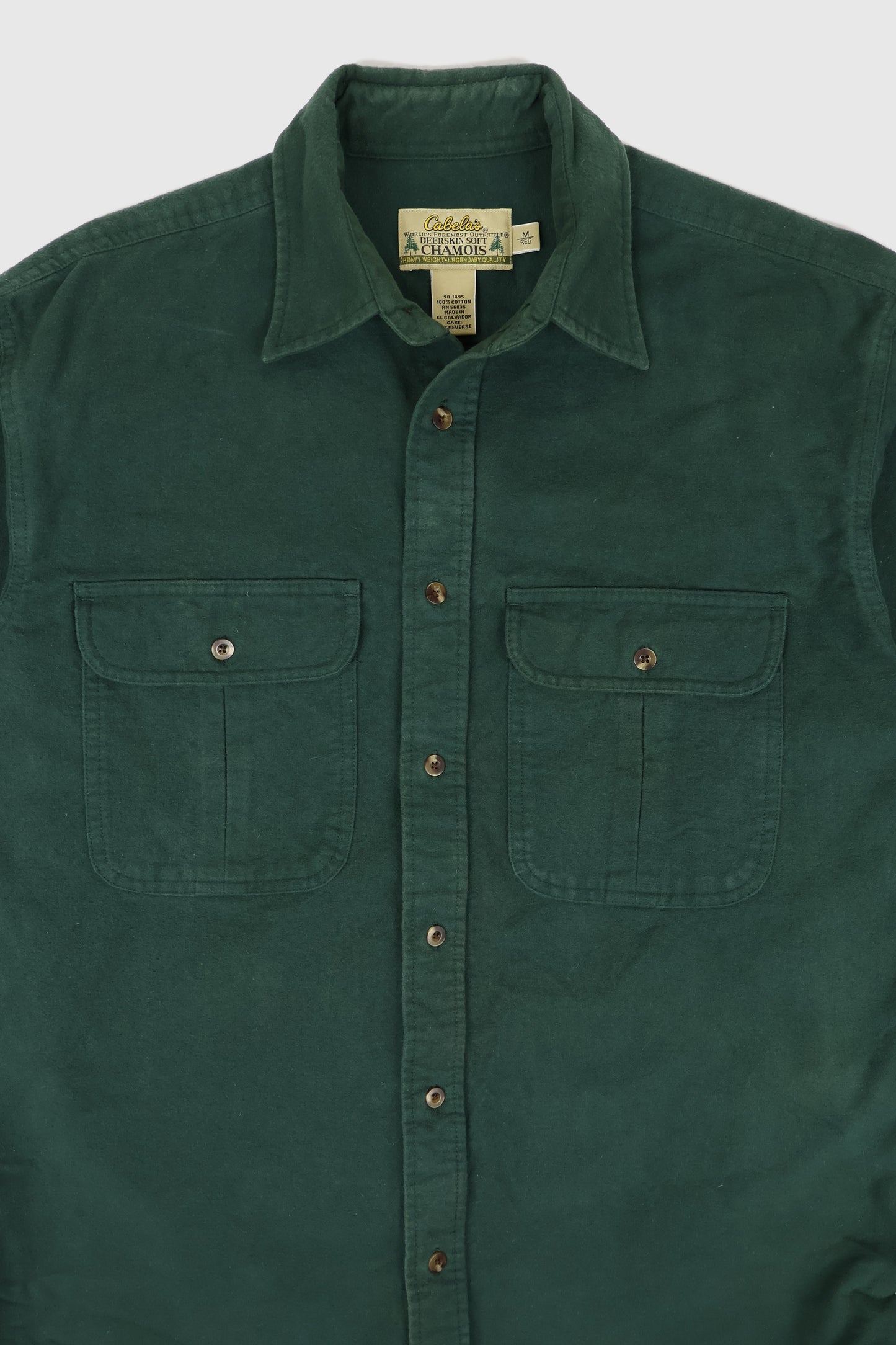 Vintage Heavyweight Green Flannel Button-Down Shirt