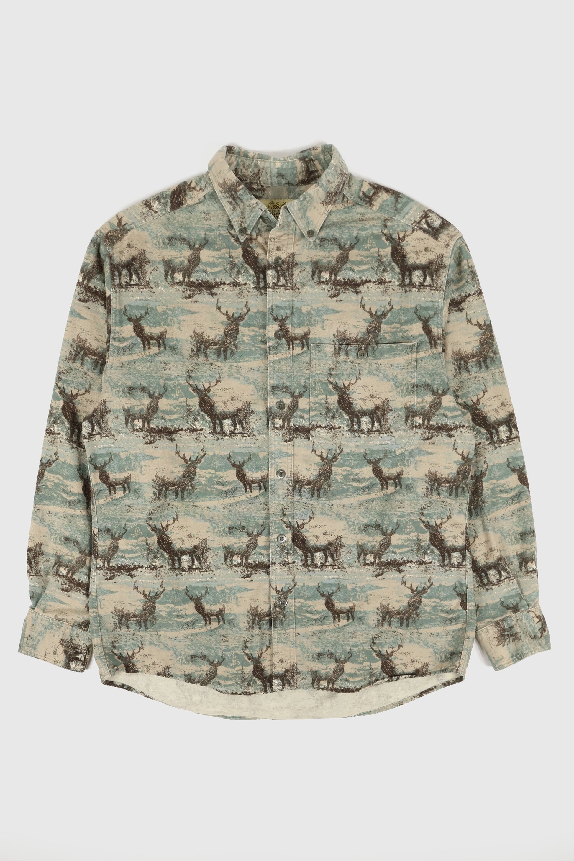 Vintage Buck Pattern Flannel Button-Down Shirt Image 0