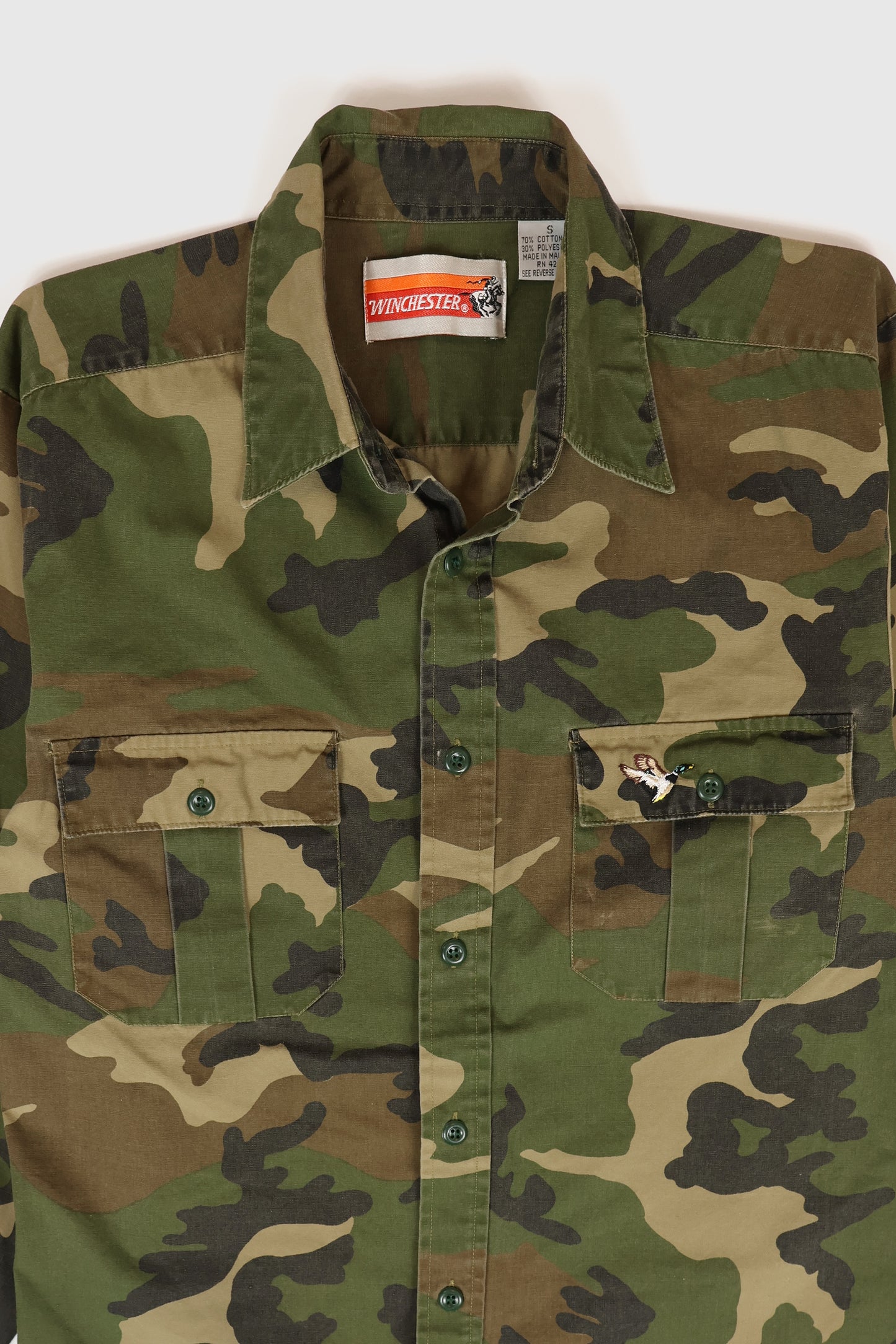 Vintage Embroidered Duck Camo Button-Down Shirt Image 1