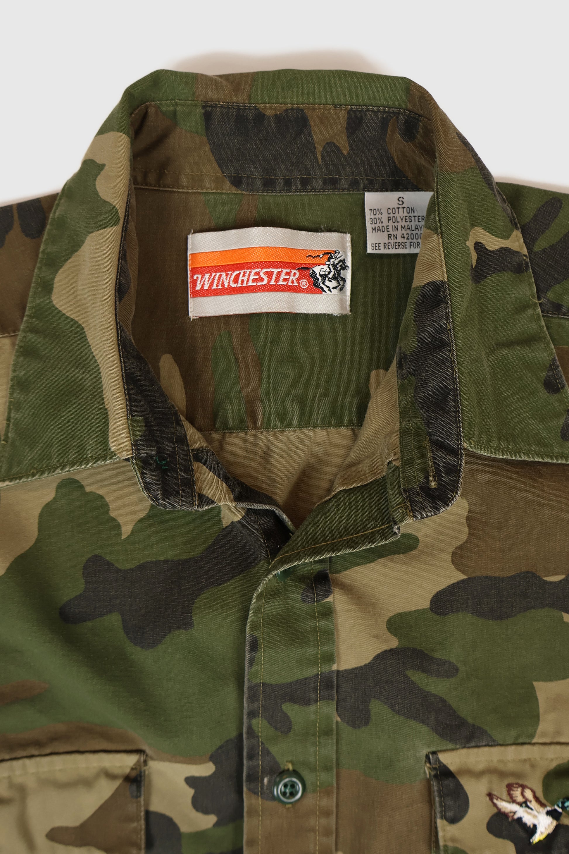 Vintage Embroidered Duck Camo Button-Down Shirt Image 2