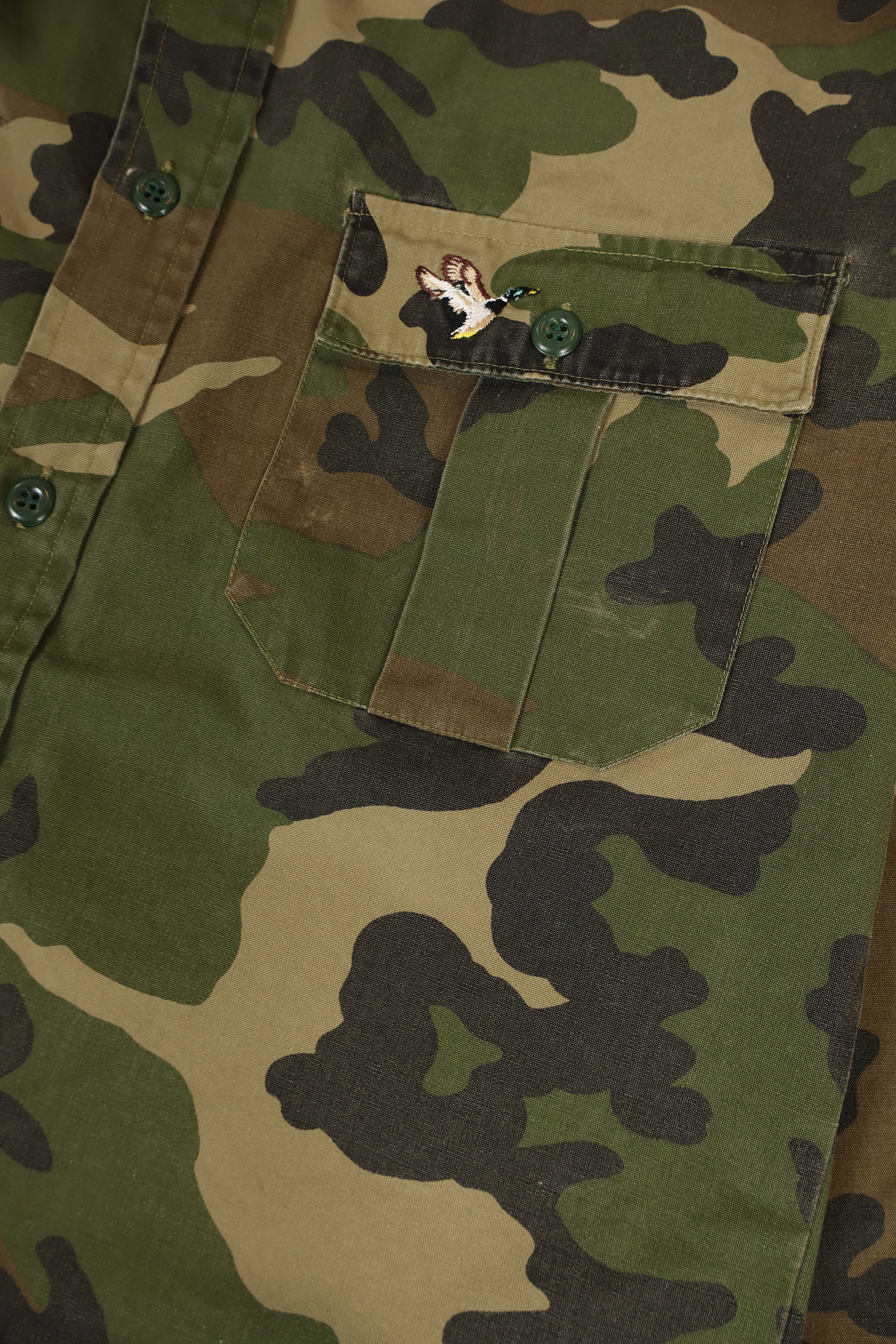 Vintage Embroidered Duck Camo Button-Down Shirt Image 3