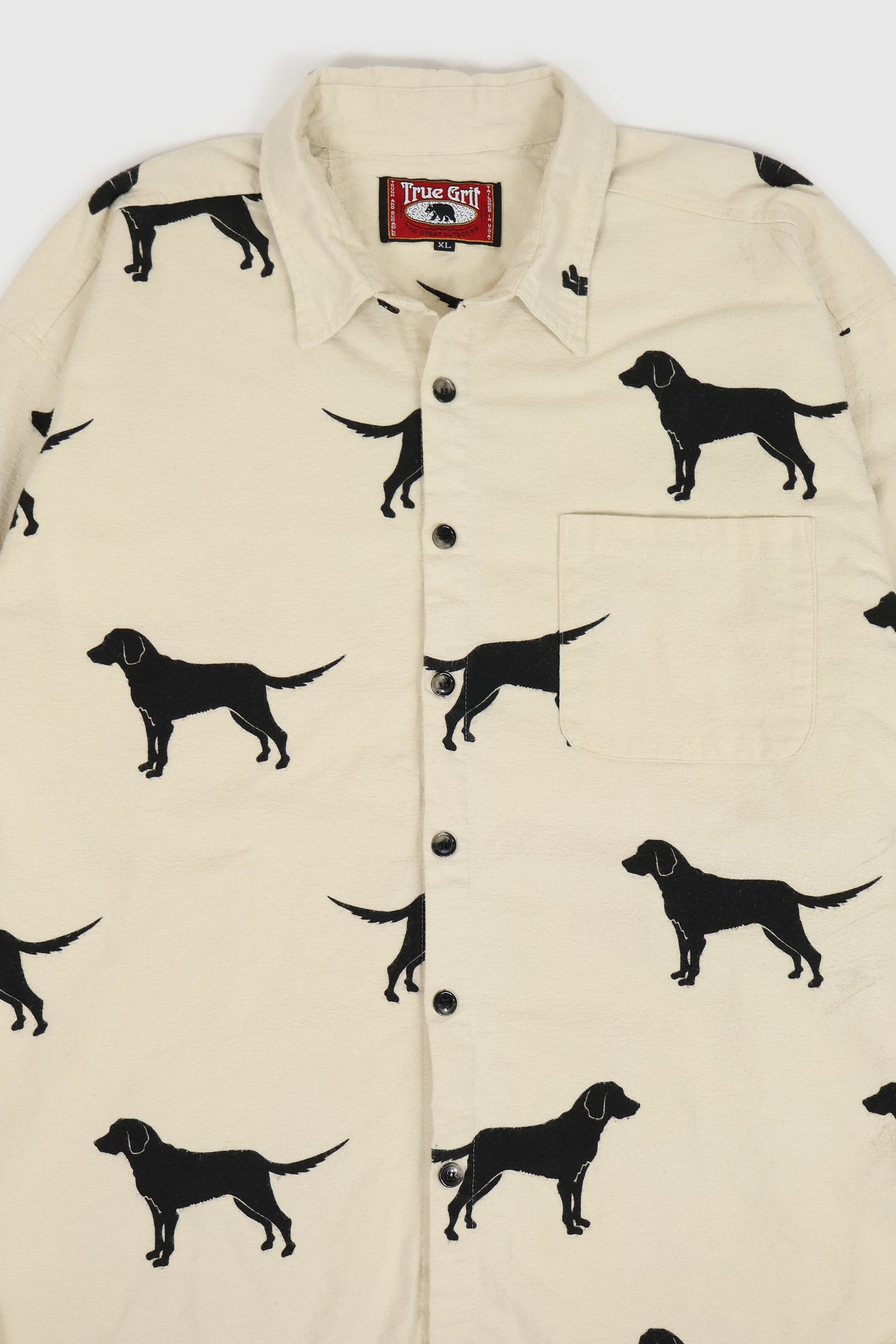 Vintage Dog Pattern Flannel Button-Down Shirt