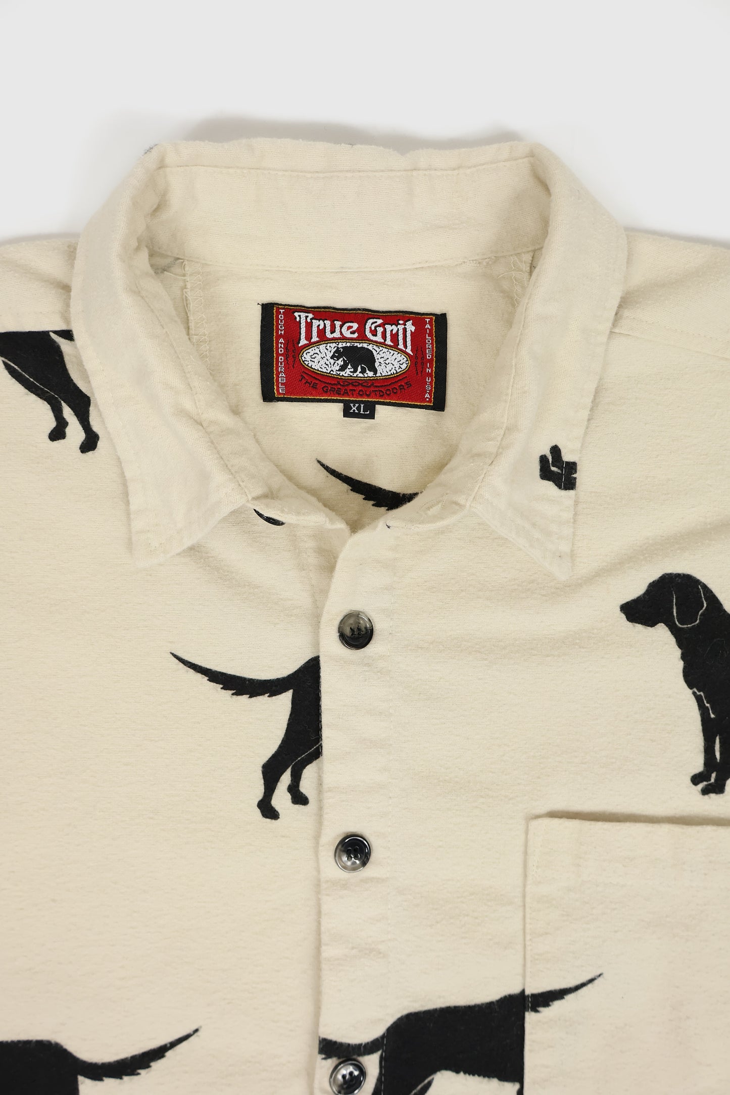 Vintage Dog Pattern Flannel Button-Down Shirt