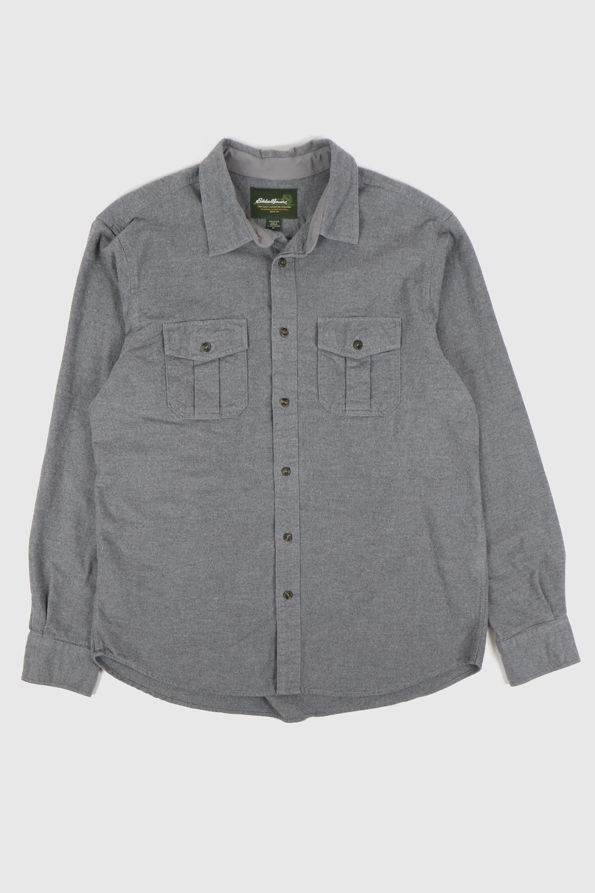 Vintage Eddie Bauer Grey Flannel Button-Down Shirt 01 Image 0